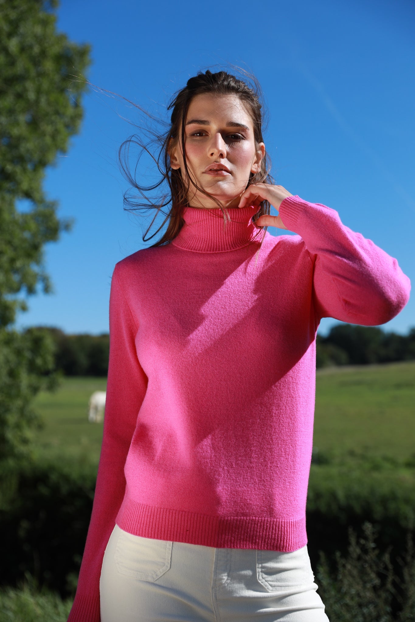 Col roulé Elise en laine mérinos et cachemire - Rose-PULL FEMME-Curling-Paris