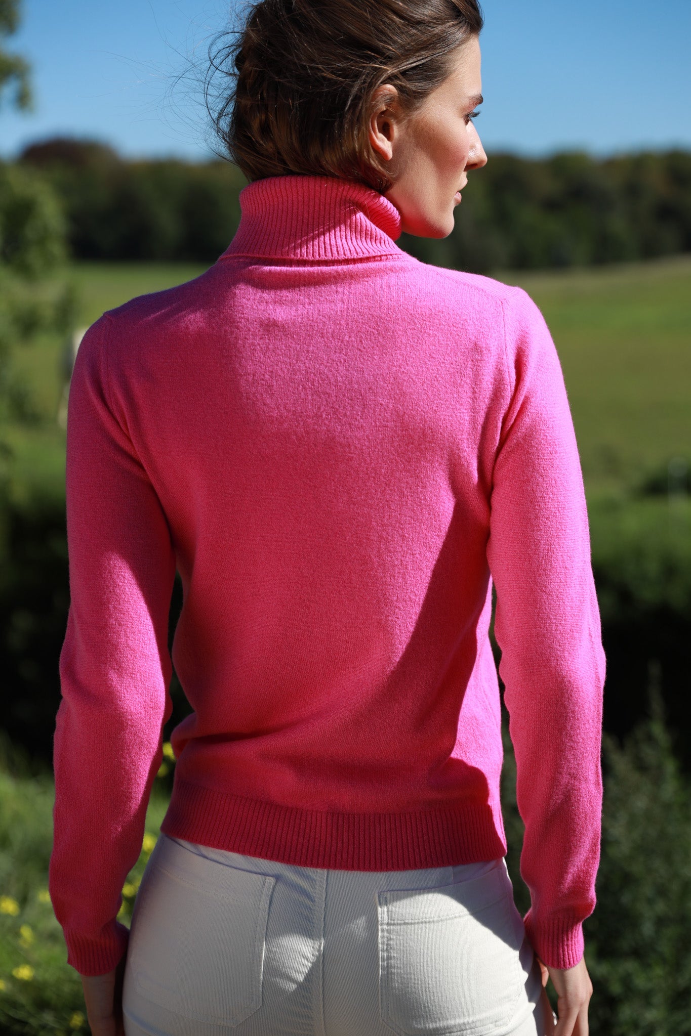 Col roulé Elise en laine mérinos et cachemire - Rose-PULL FEMME-Curling-Paris