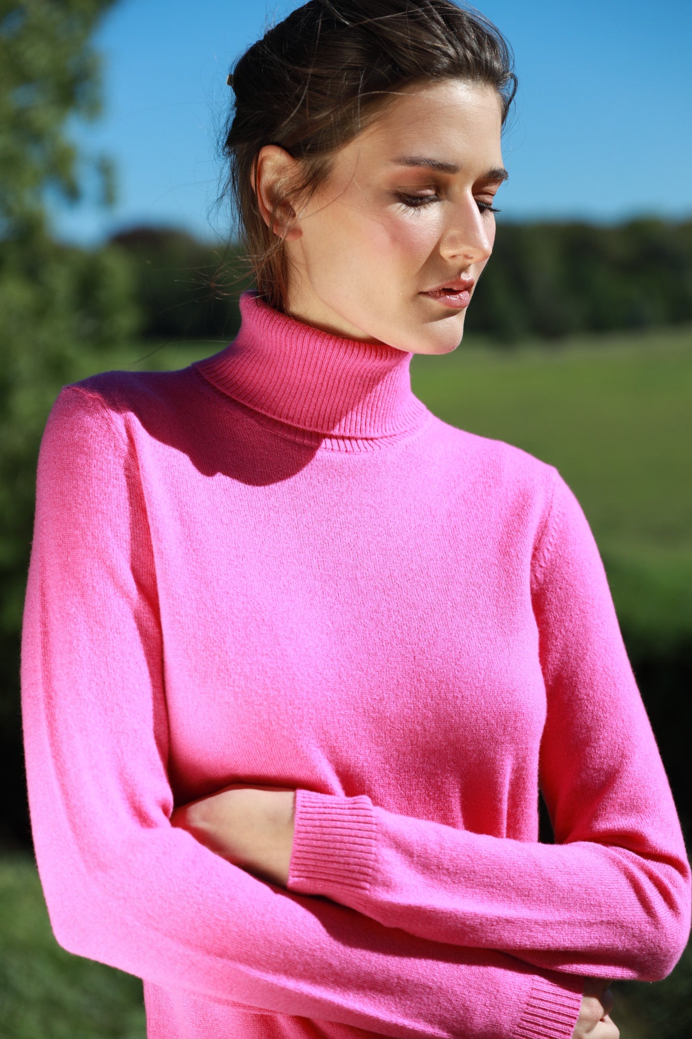 Col roulé Elise en laine mérinos et cachemire - Rose-PULL FEMME-Curling-Paris