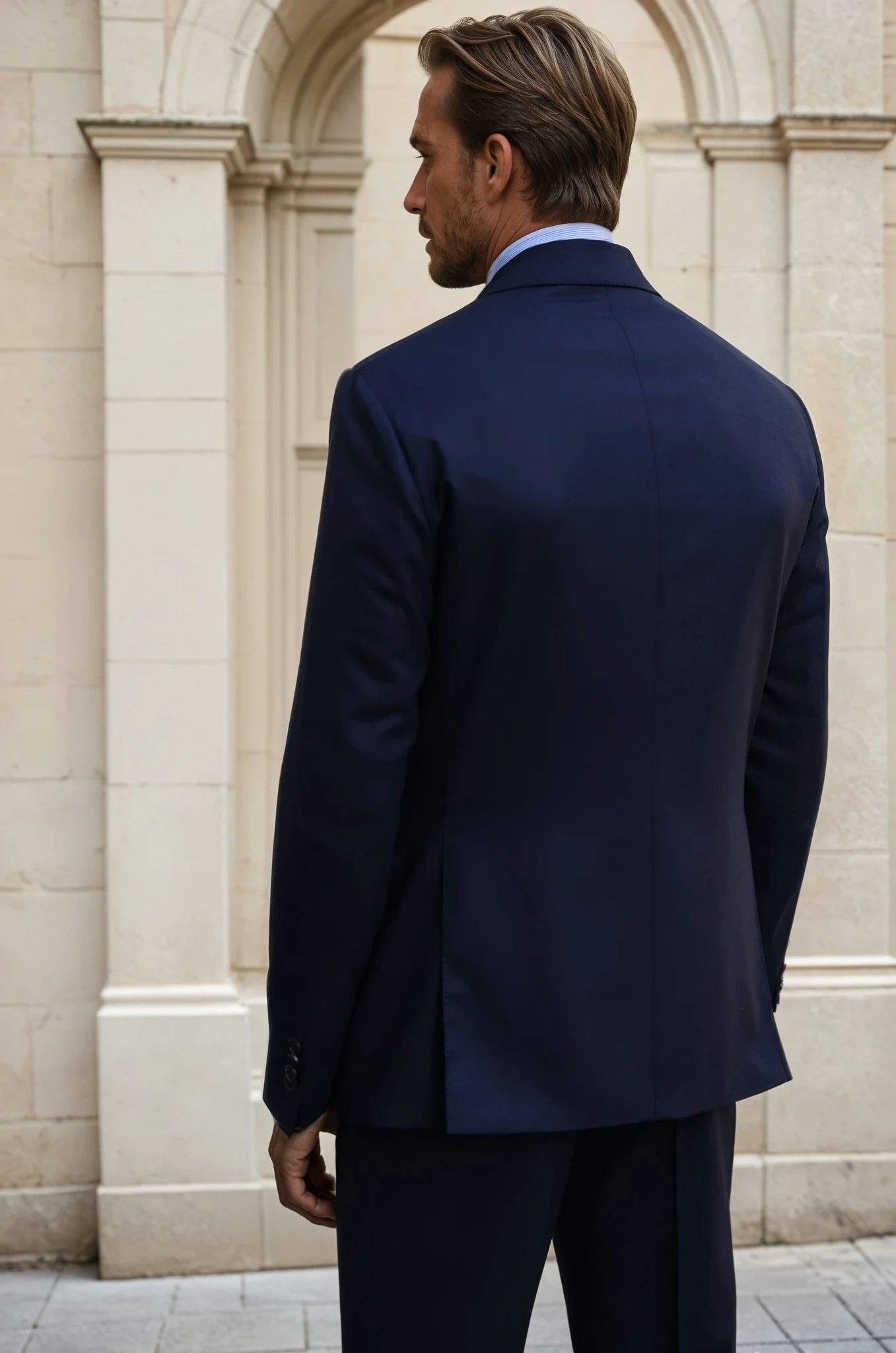 Costume Giorgio en flanelle Super 120'S - Marine-COSTUME HOMME-Curling-Paris