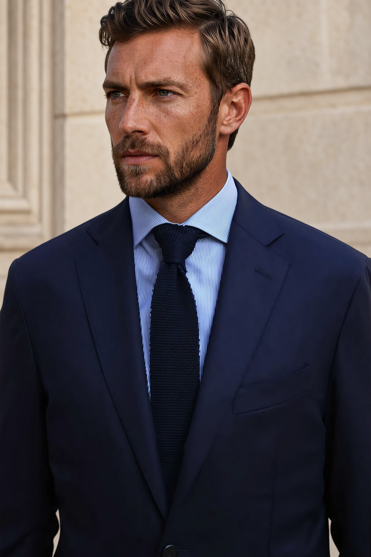 Costume Giorgio en flanelle Super 120'S - Marine-COSTUME HOMME-Curling-Paris