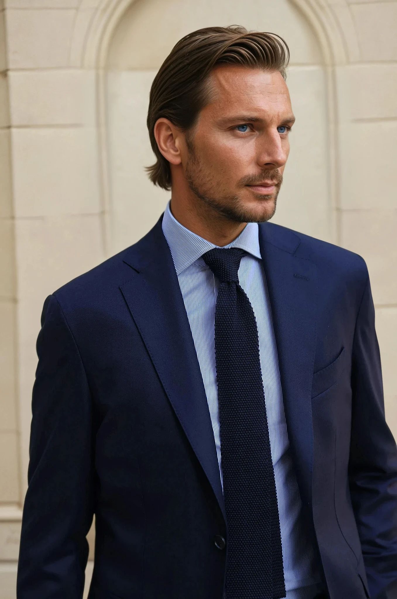 Costume Giorgio en flanelle Super 120'S - Marine-COSTUME HOMME-Curling-Paris