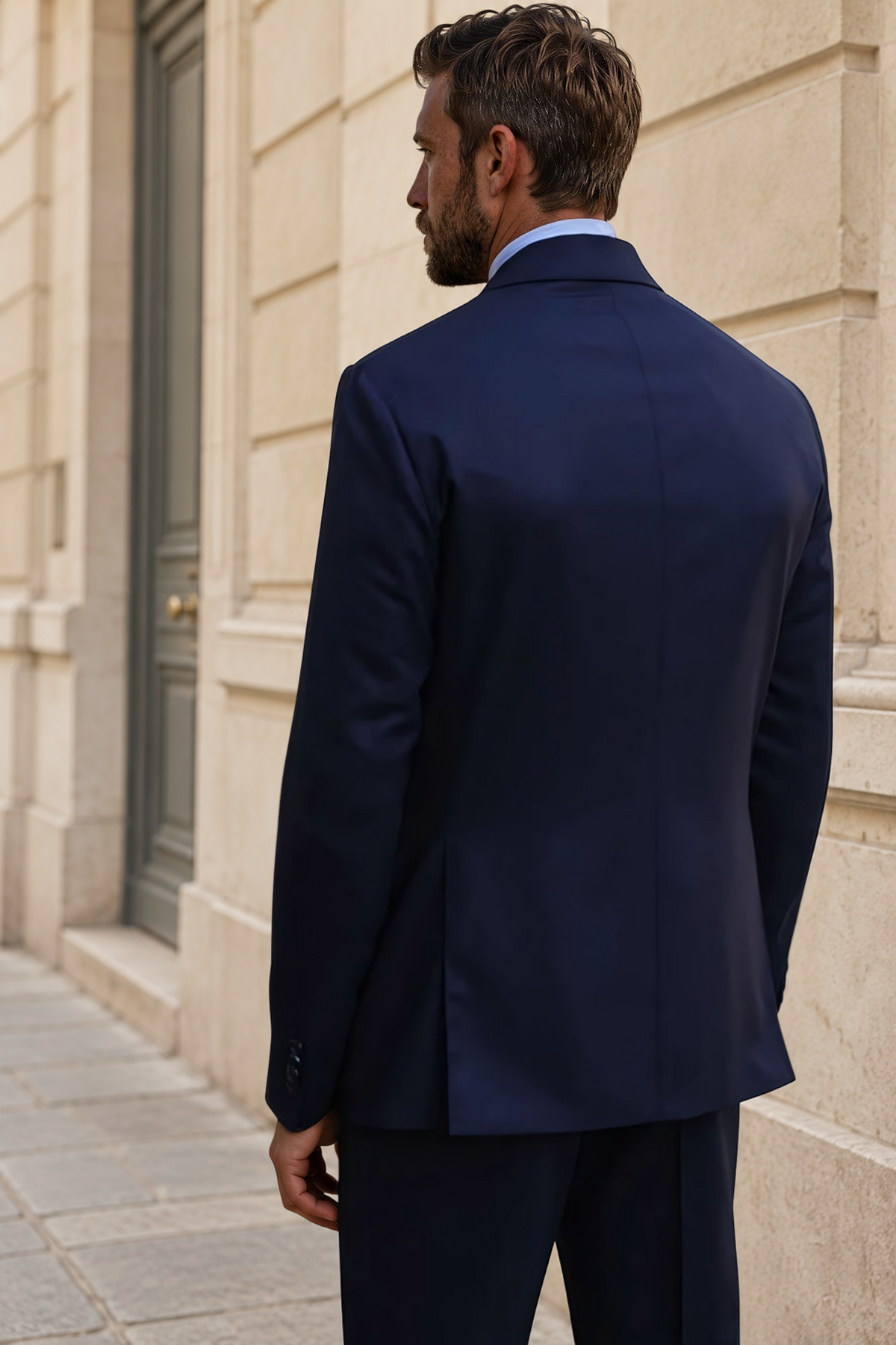 Costume Giorgio en flanelle Super 120'S - Marine-COSTUME HOMME-Curling-Paris