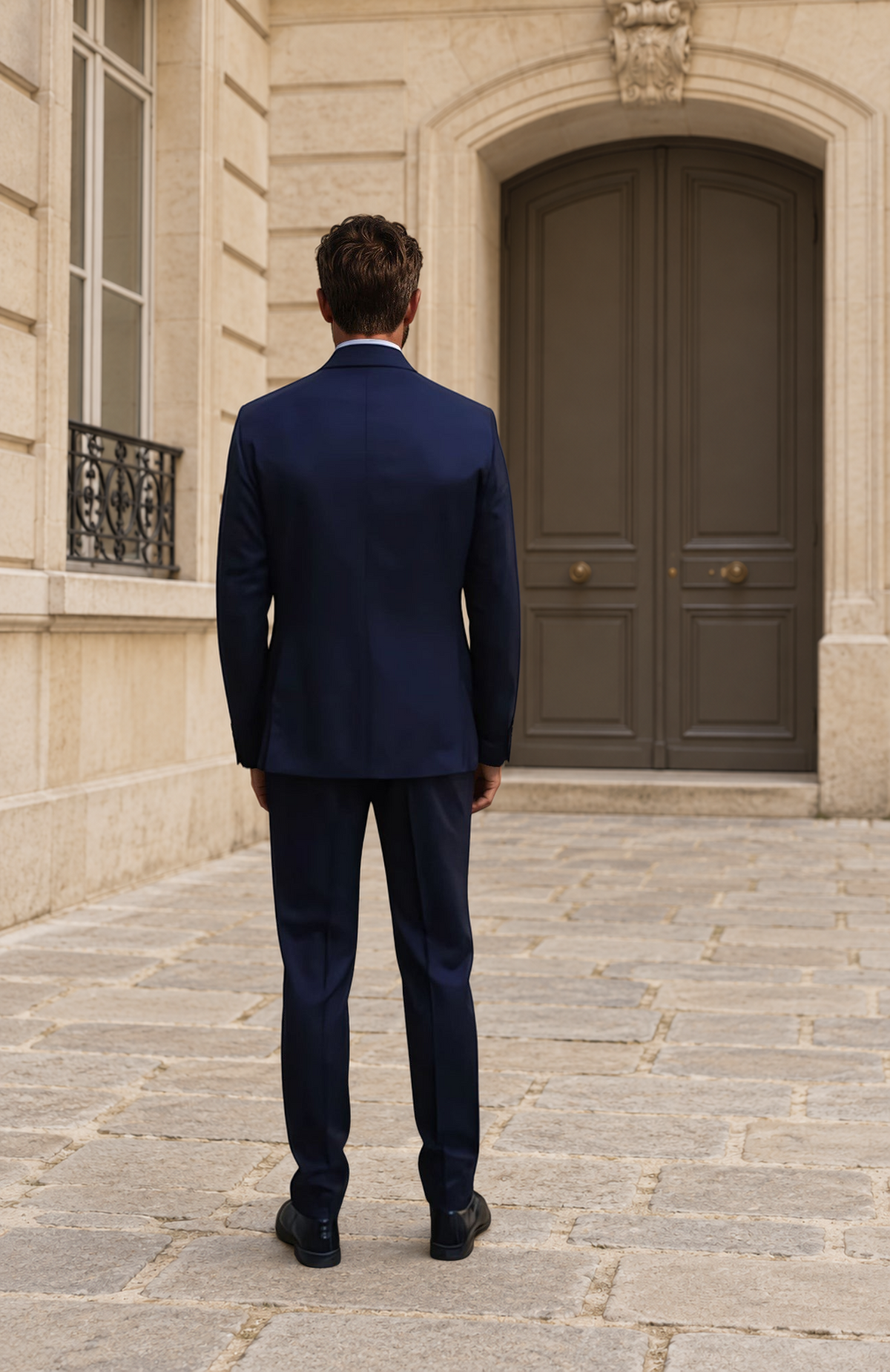 Costume Giorgio en flanelle Super 120'S - Marine-COSTUME HOMME-Curling-Paris