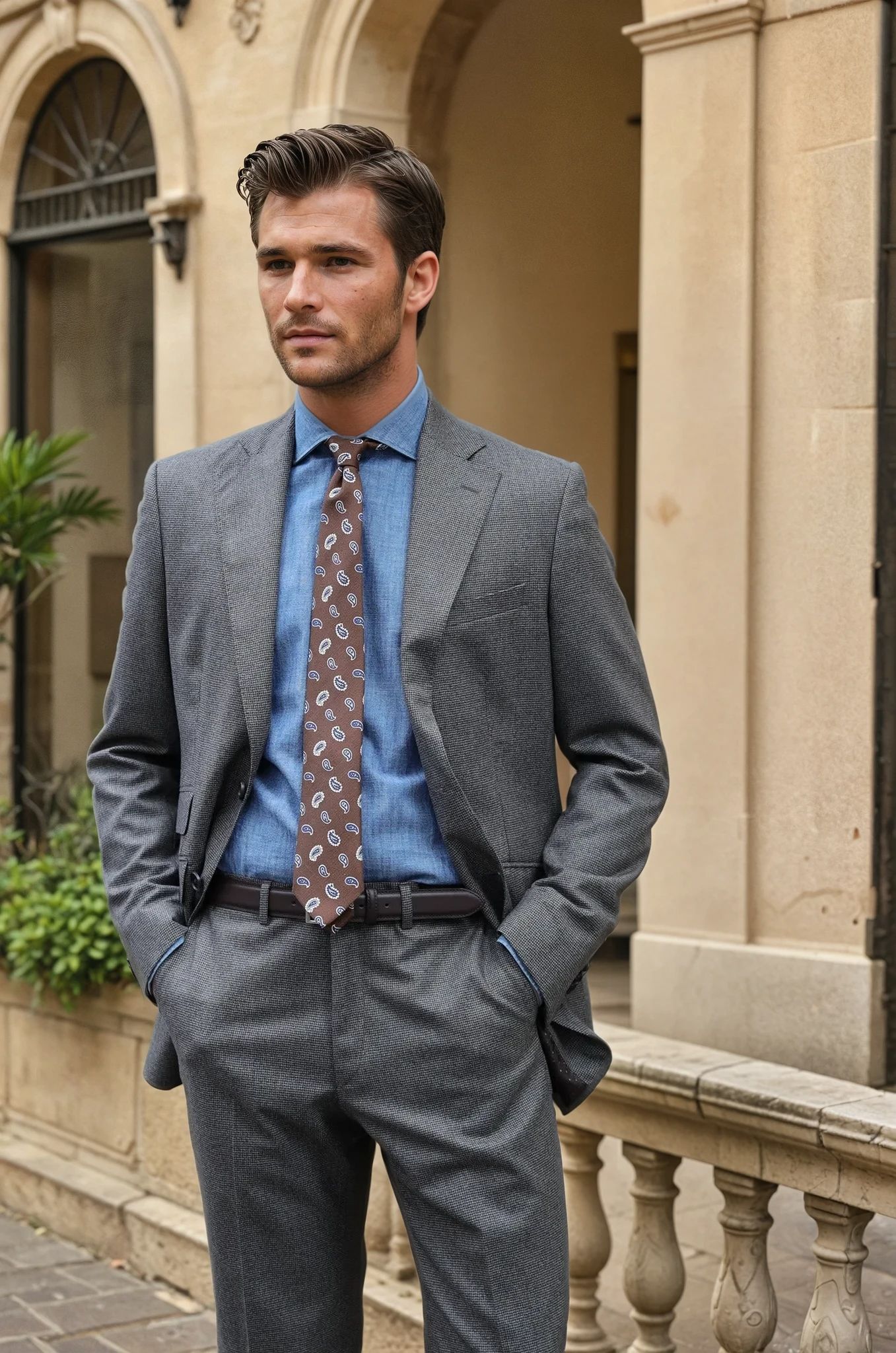 Costume Goal en flanelle deux à deux - Marron-COSTUME HOMME-Curling-Paris