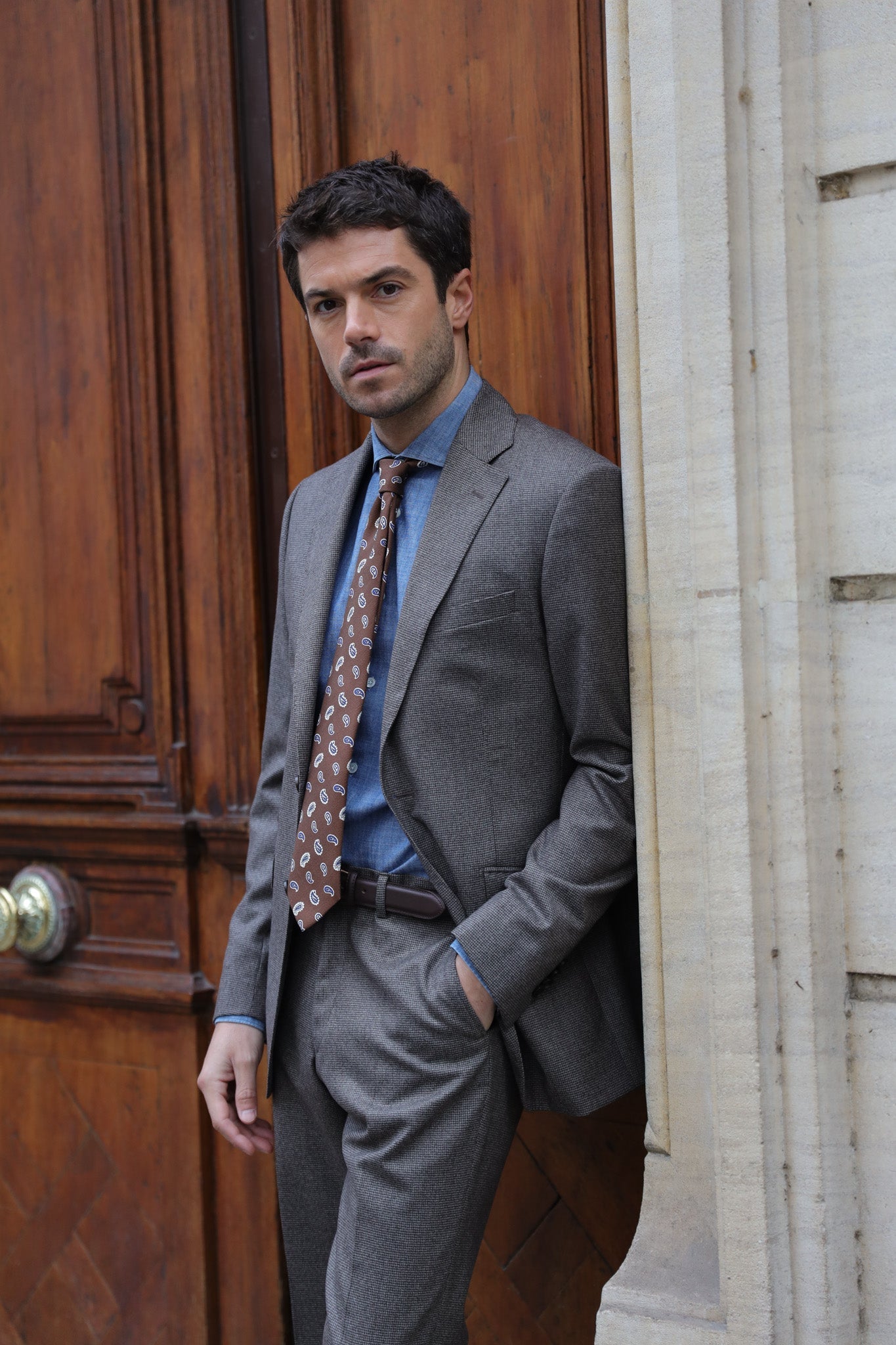 Costume Goal en flanelle deux à deux - Marron-COSTUME HOMME-Curling-Paris