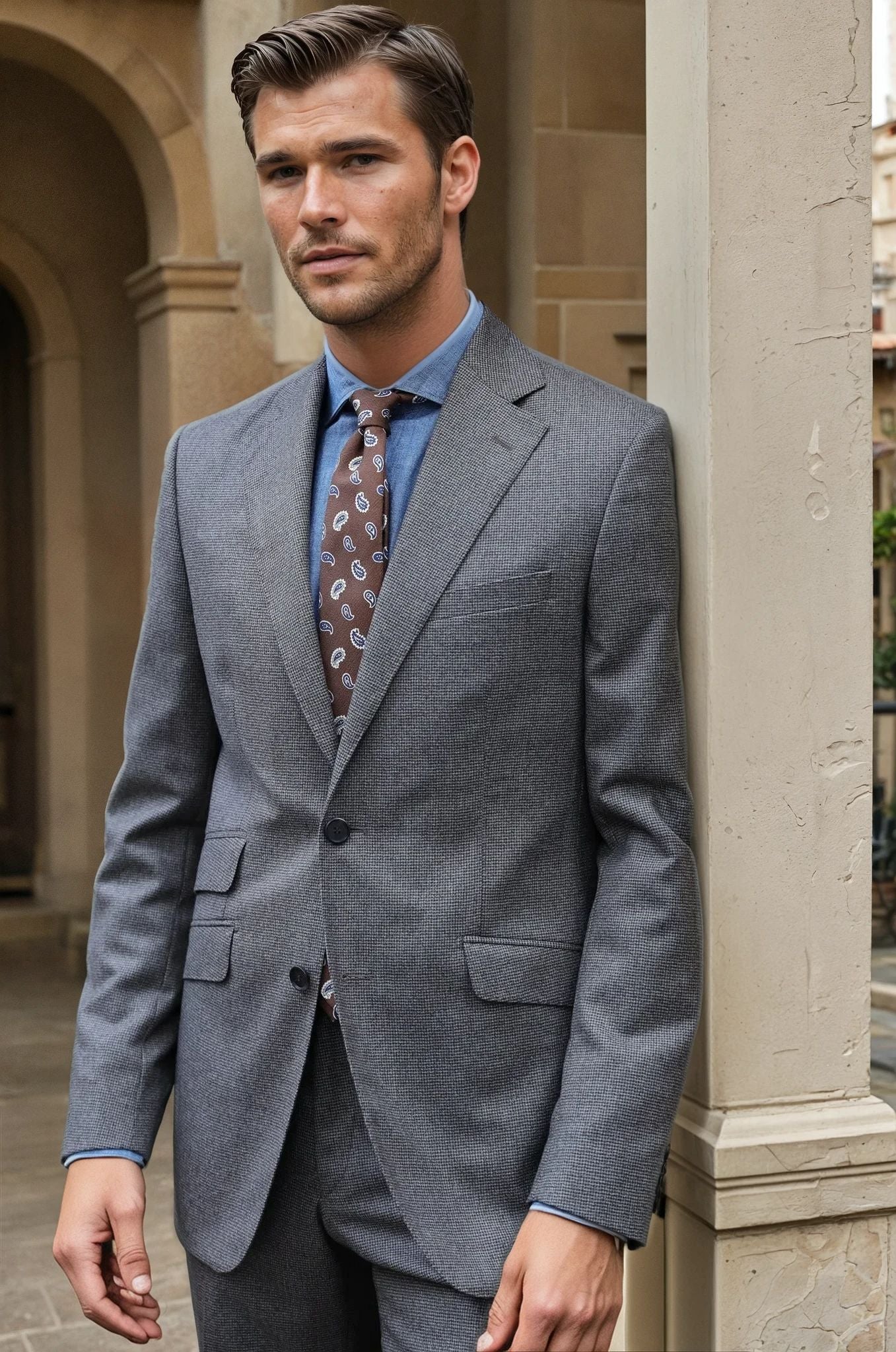 Costume Goal en flanelle deux à deux - Marron-COSTUME HOMME-Curling-Paris