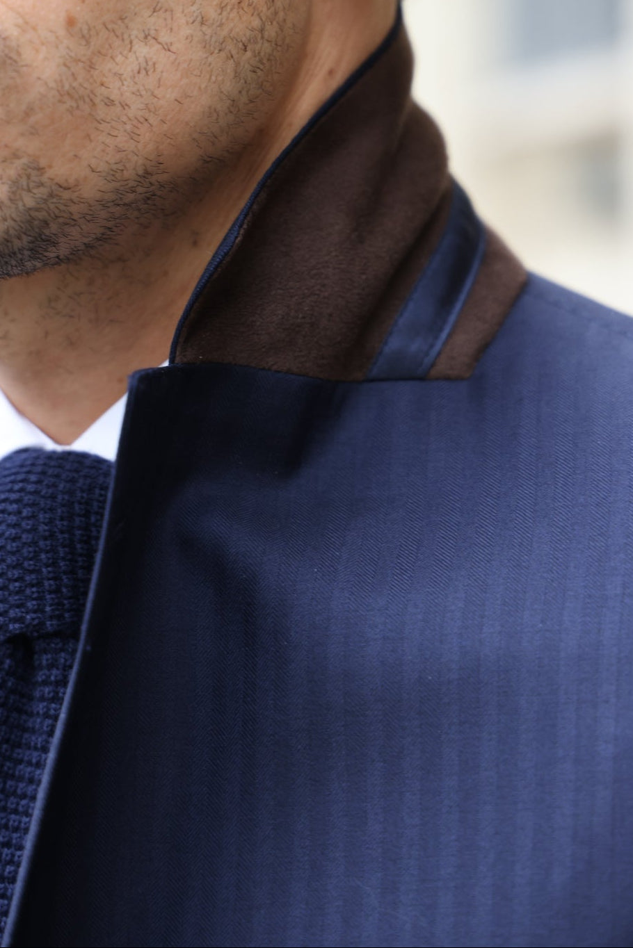 Costume Goal en laine vierge Super 110'S - Chevron Marine-COSTUME HOMME-Curling-Paris