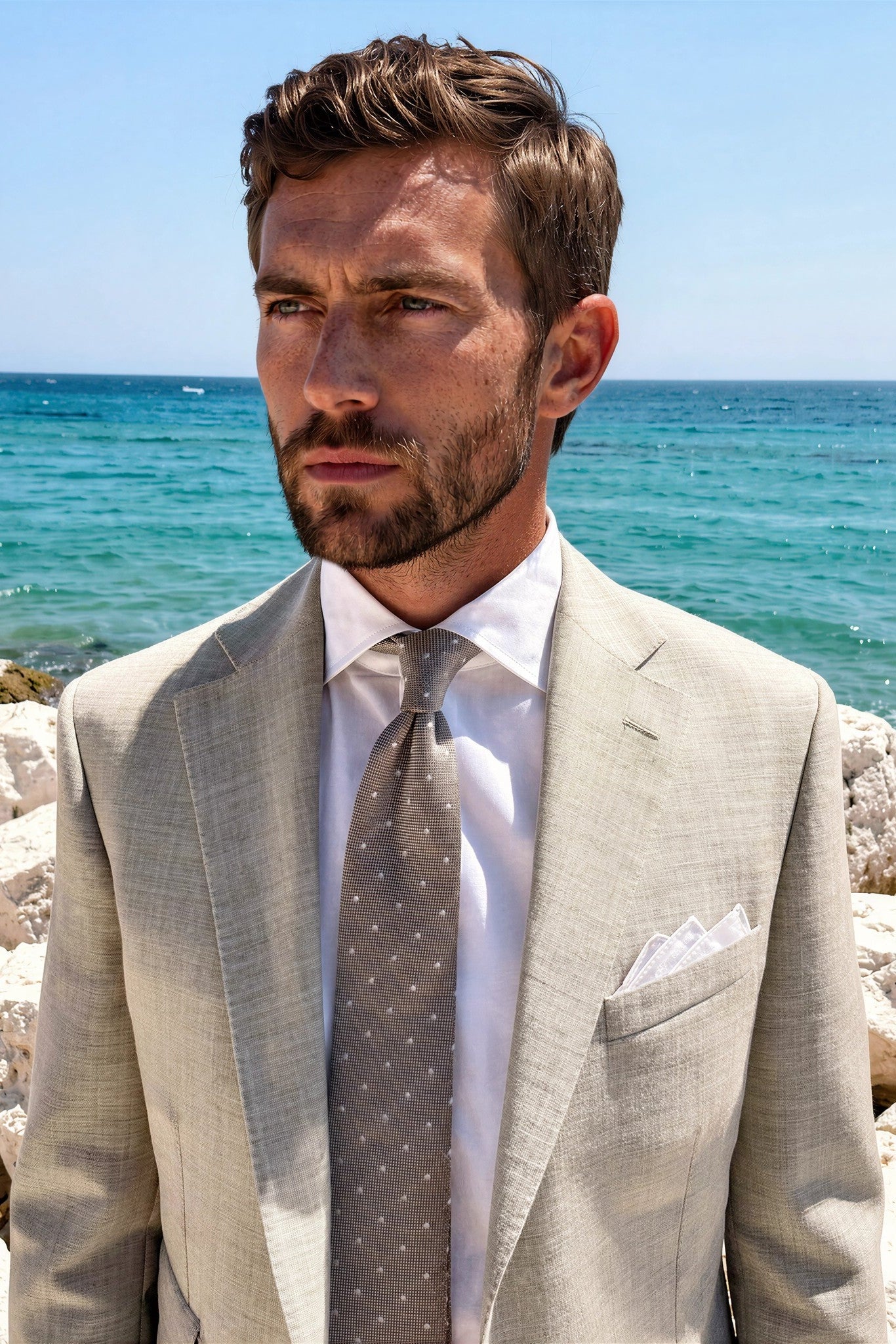 Costume Goal pure laine tropicale - Beige-COSTUME HOMME-Curling-Paris