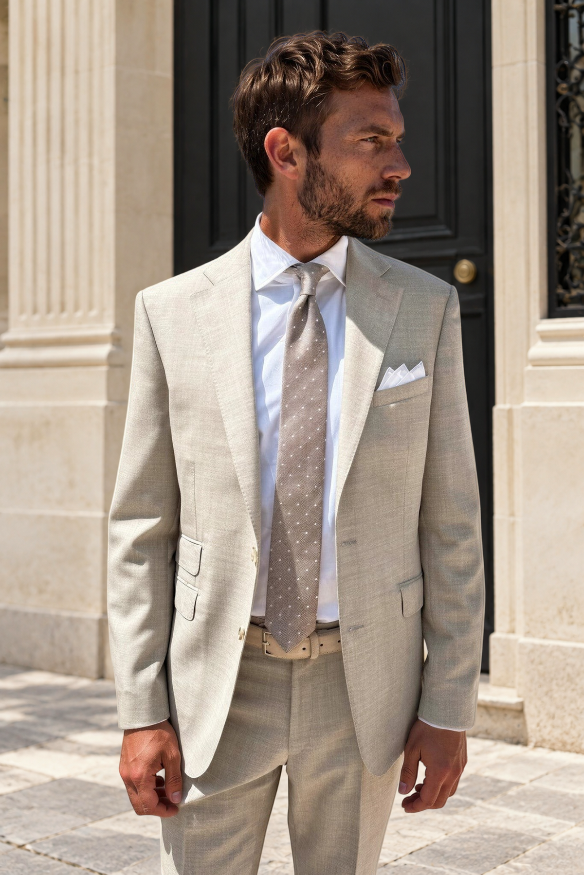Costume Goal pure laine tropicale - Beige-COSTUME HOMME-Curling-Paris