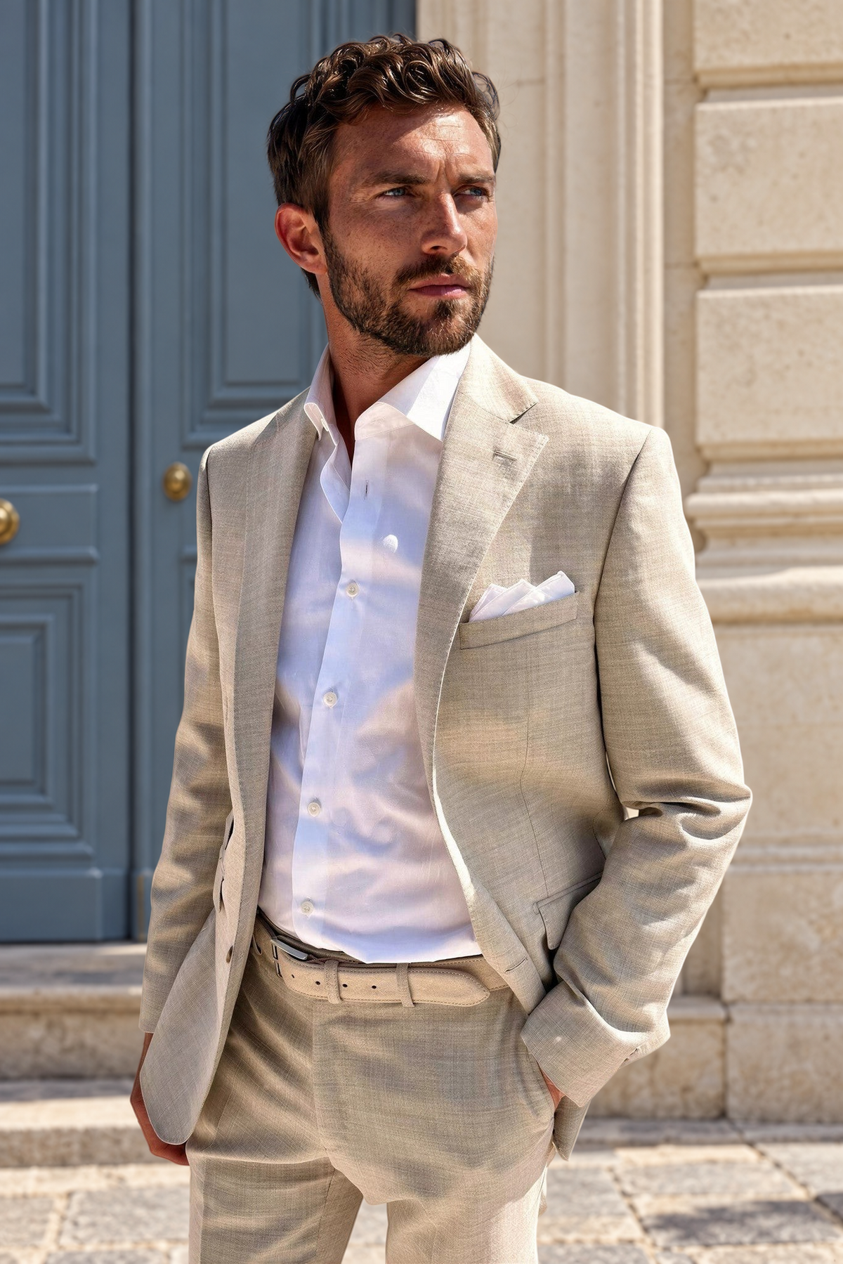 Costume Goal pure laine tropicale - Beige-COSTUME HOMME-Curling-Paris