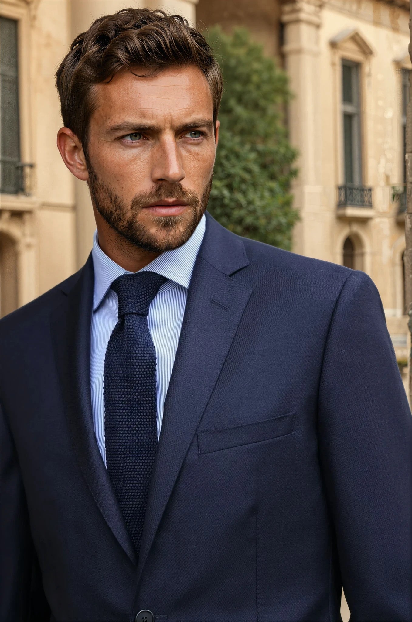 Costume Steven 100% laine vierge - Natté marine-COSTUME HOMME-Curling-Paris