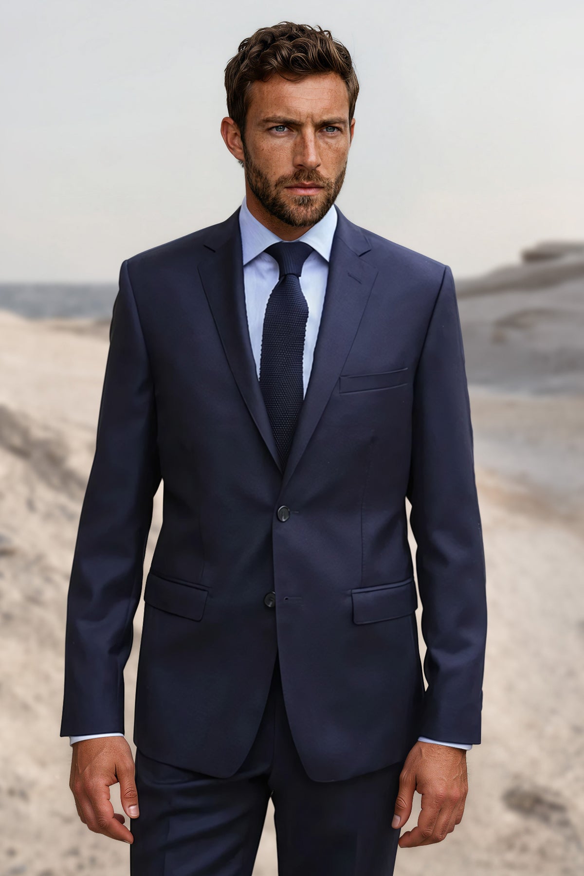 Costume Steven 100% laine vierge - Natté marine-COSTUME HOMME-Curling-Paris