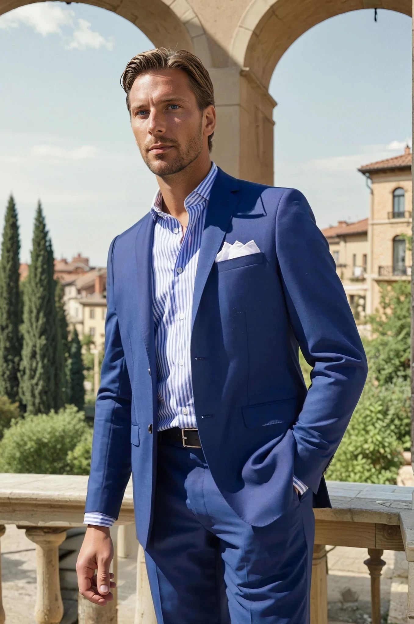 Costume Steven en laine - Indigo-COSTUME HOMME-Curling-Paris