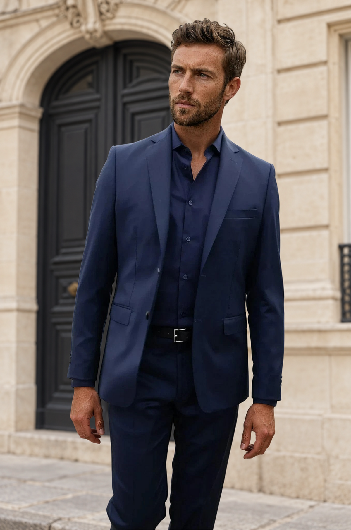 Costume Steven en laine Super 110's - Marine-COSTUME HOMME-Curling-Paris