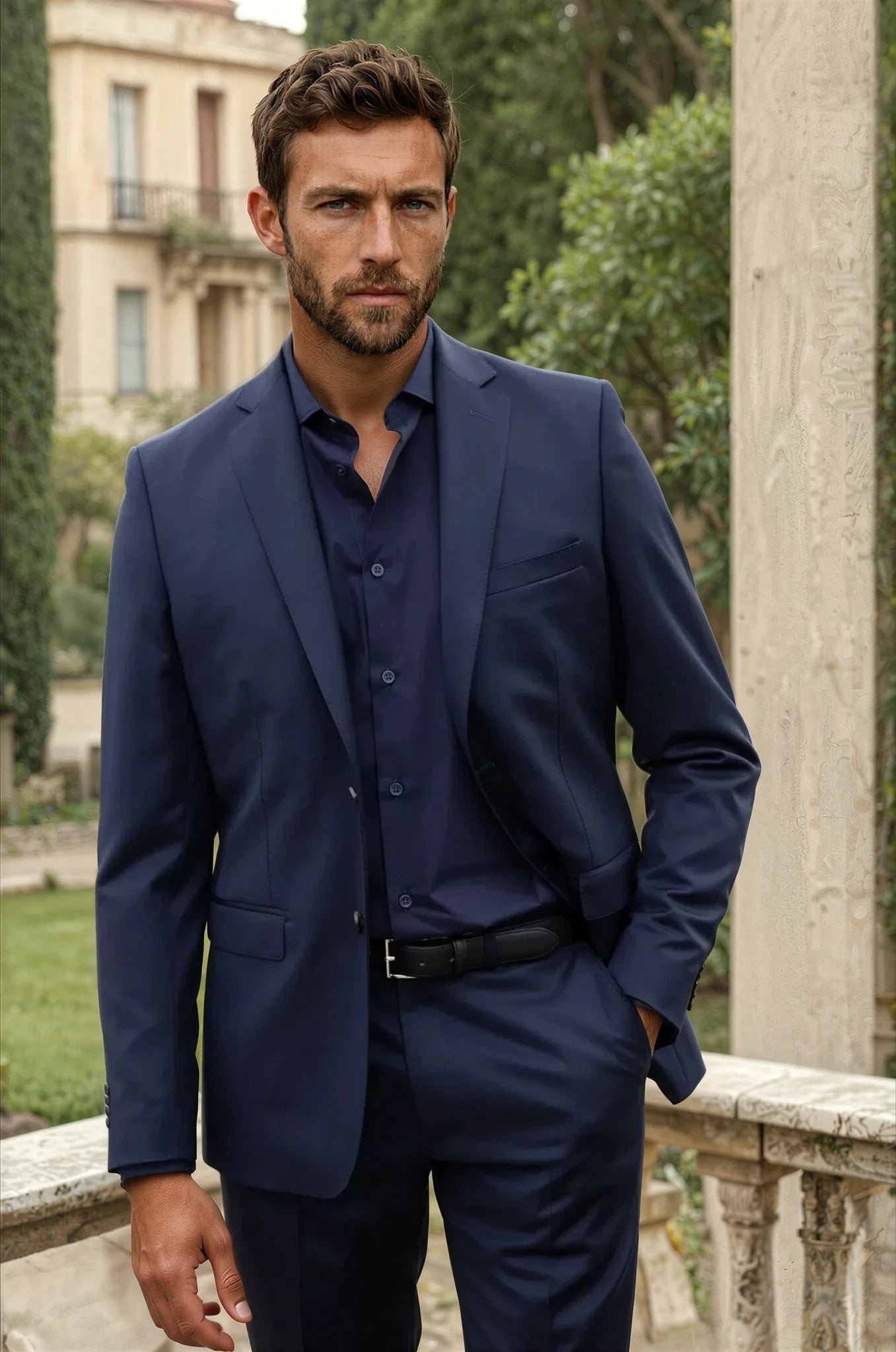 Costume Steven en laine Super 110's - Marine