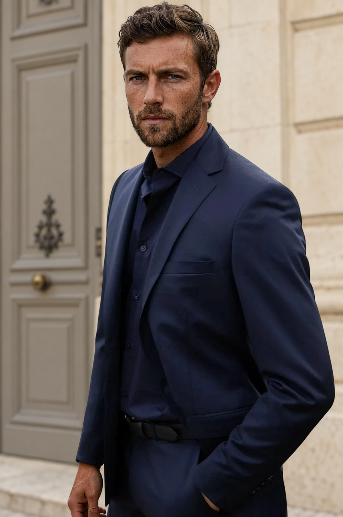 Costume Steven en laine Super 110's - Marine-COSTUME HOMME-Curling-Paris