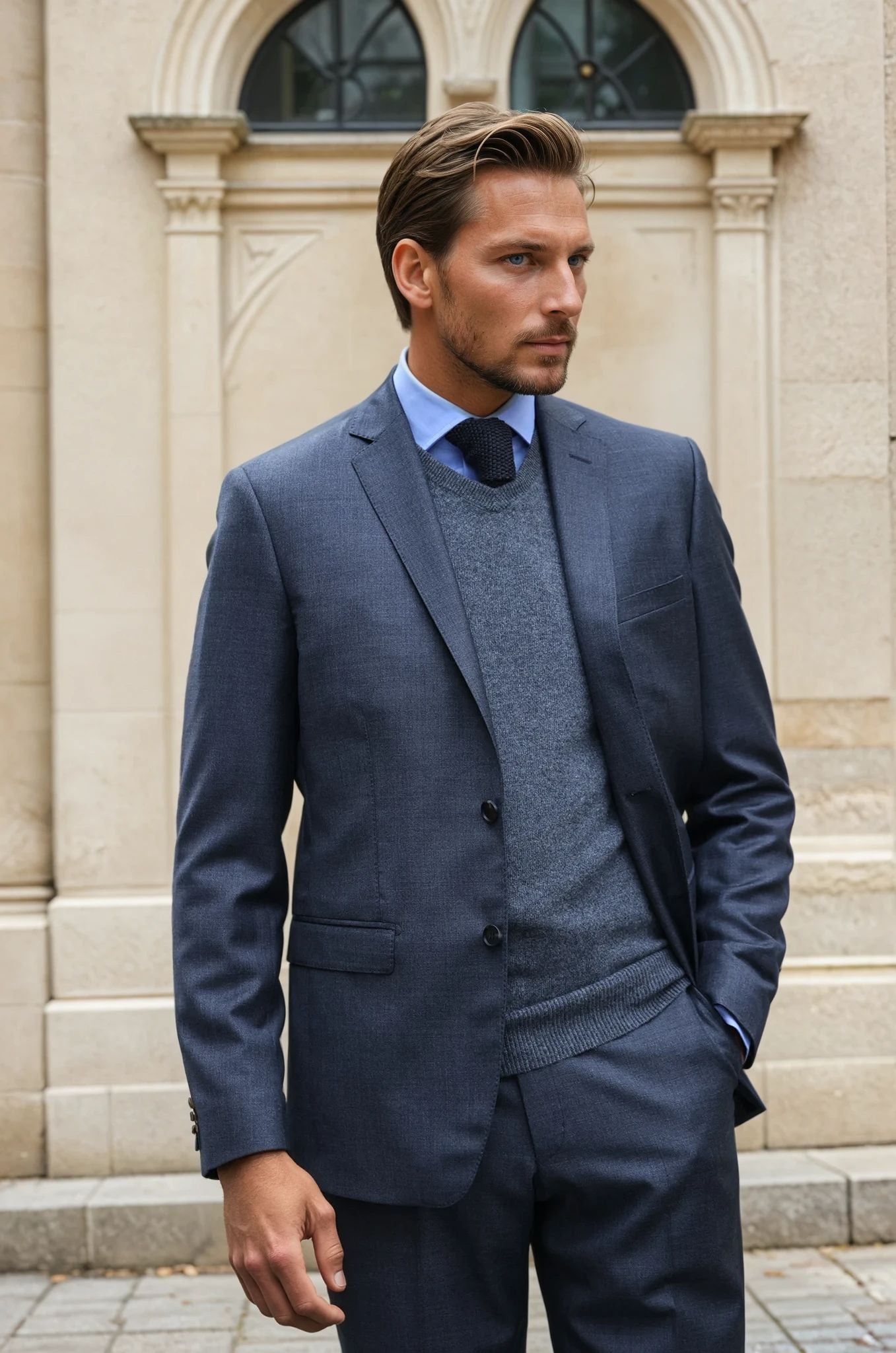 Costume Steven en laine vierge - Fil à Fil Anthracite-COSTUME HOMME-Curling-Paris