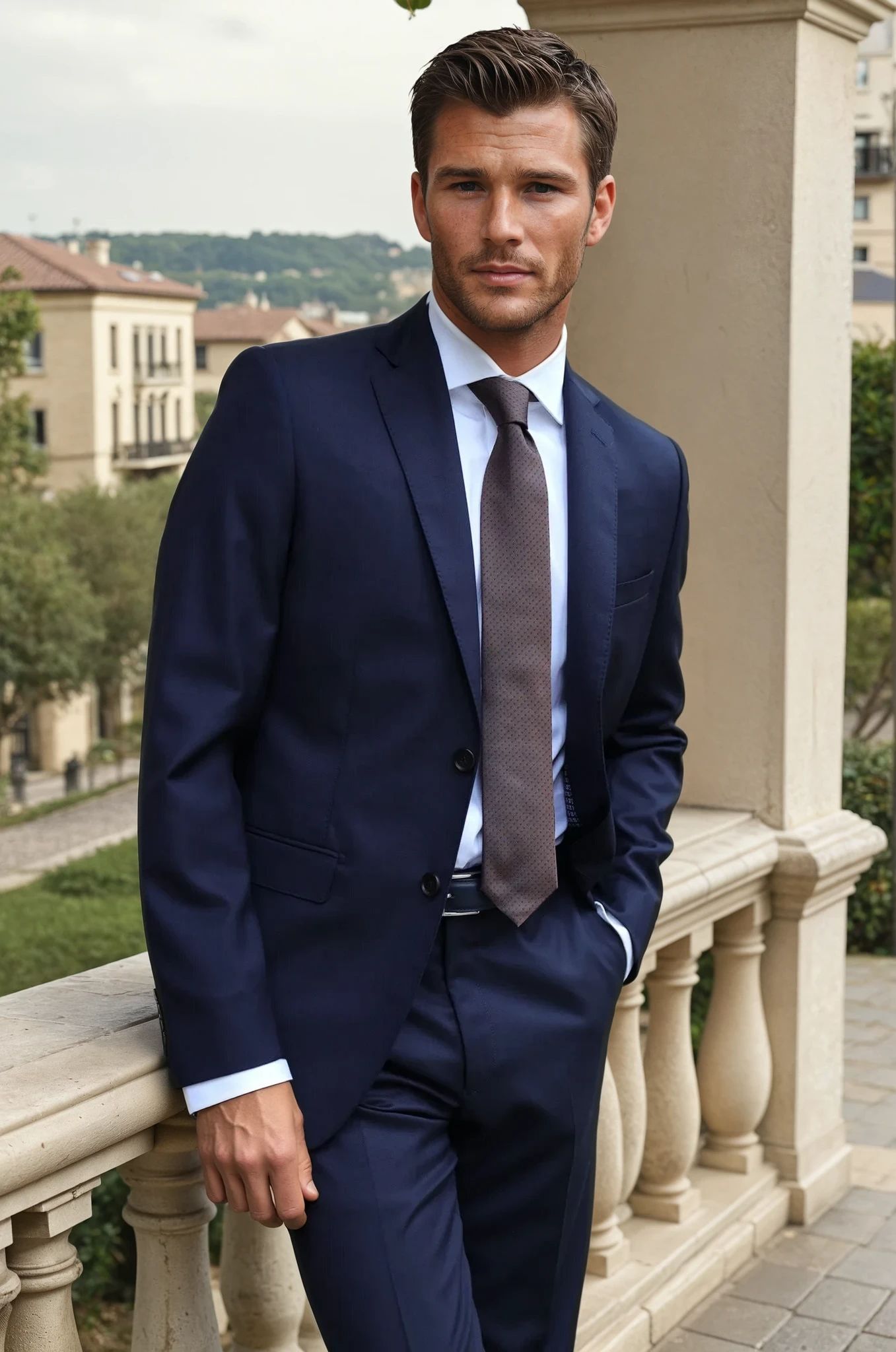 Costume Steven en laine vierge - nid d'abeille marine-COSTUME HOMME-Curling-Paris