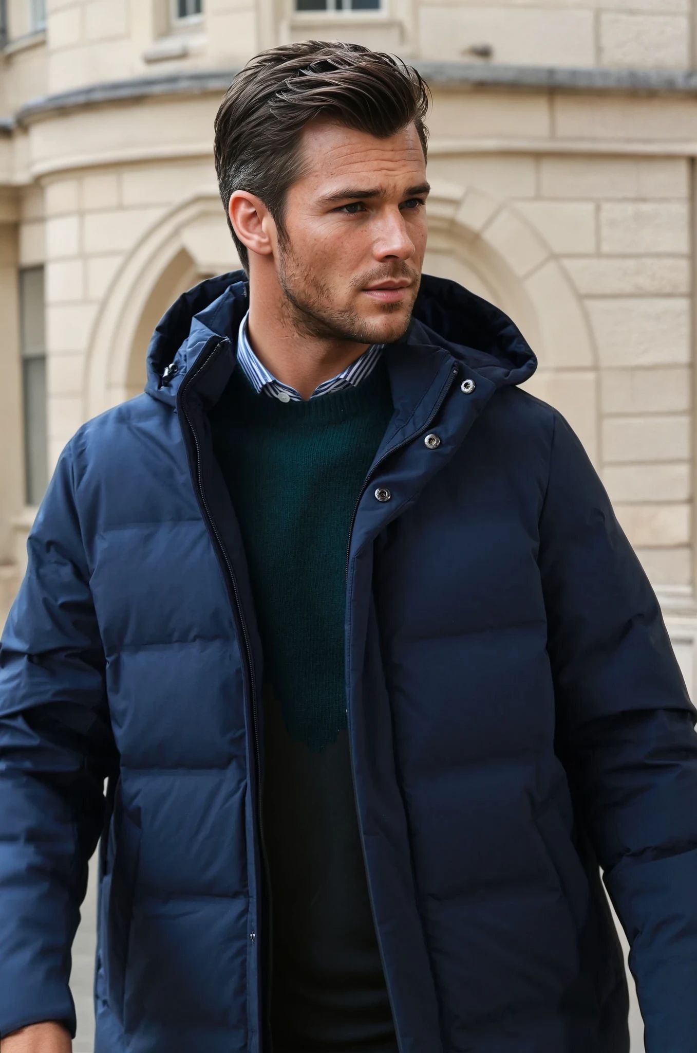 Doudoune longue Matteo - Marine-MANTEAU HOMME-Curling-Paris