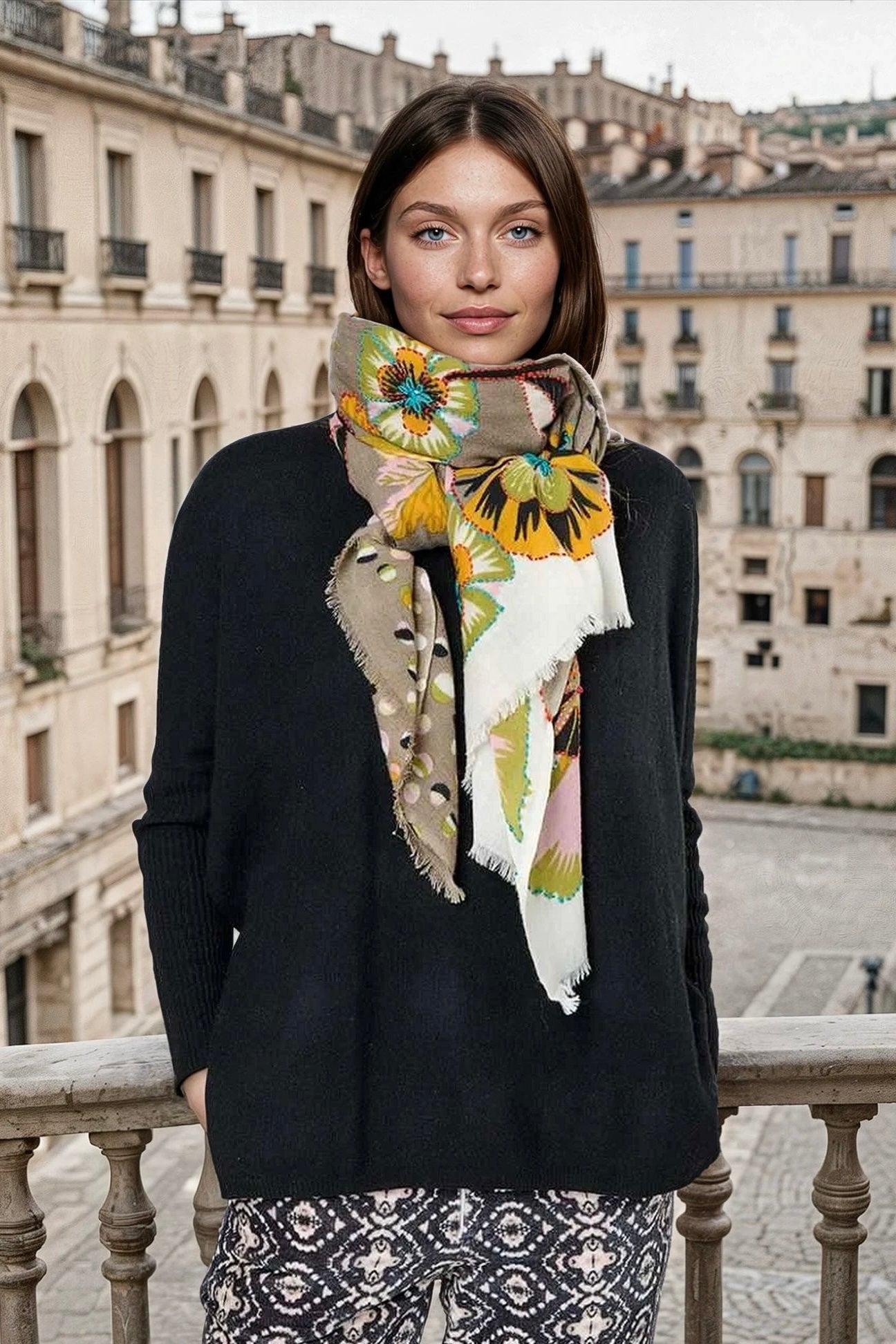 Echarpe Aloise en laine - Taupe-ECHARPES FEMME-Curling-Paris