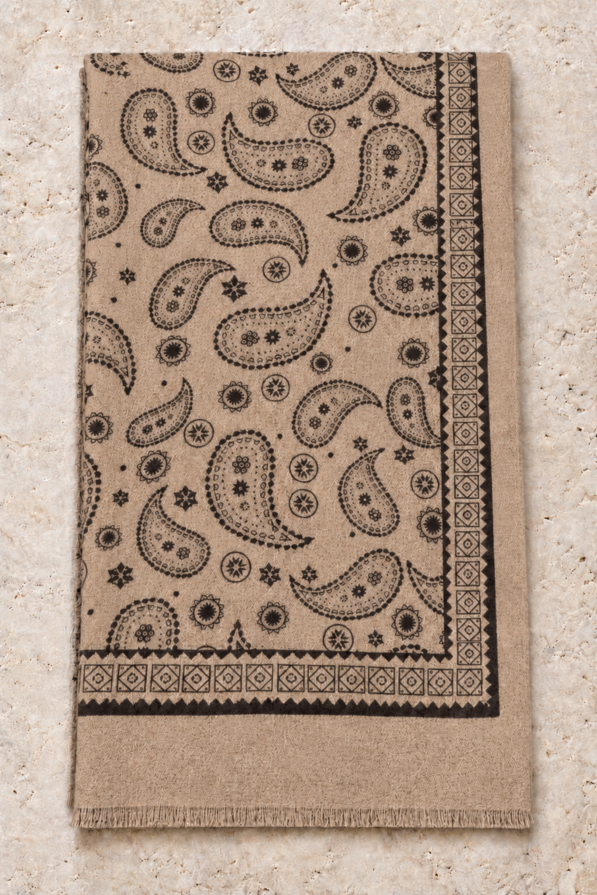 Écharpe Romeo à motifs en cachemire – Beige