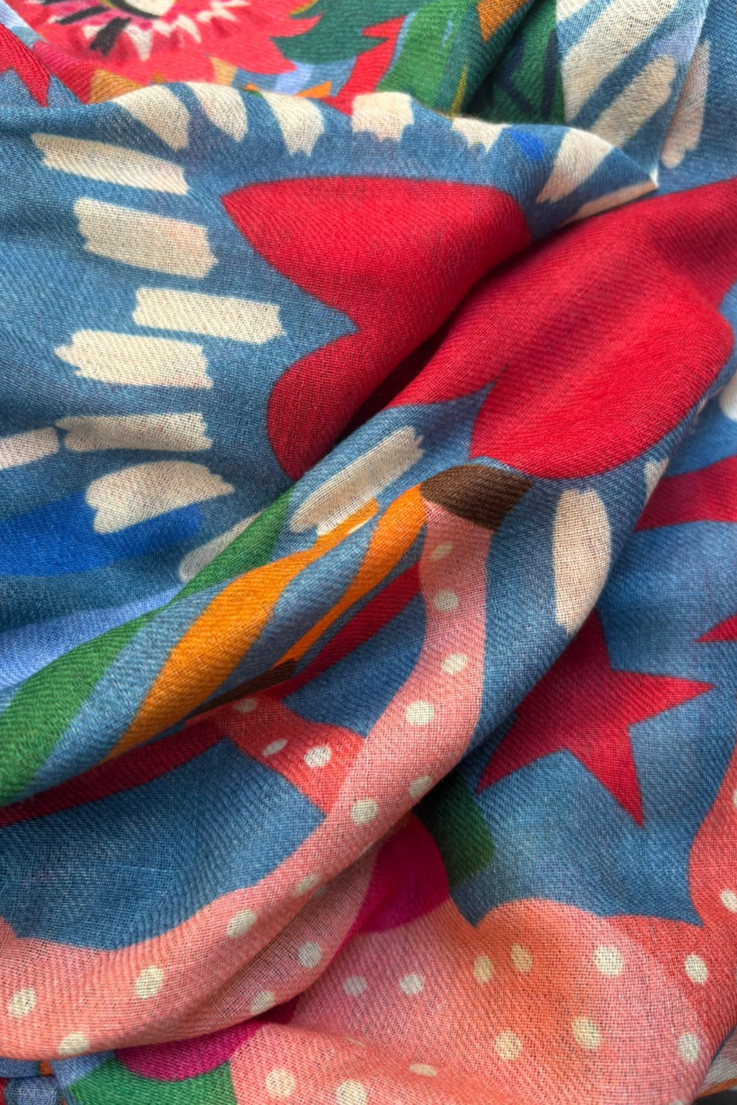 Étole Alix en laine et soie imprimée – Denim-ECHARPES FEMME-Curling-Paris