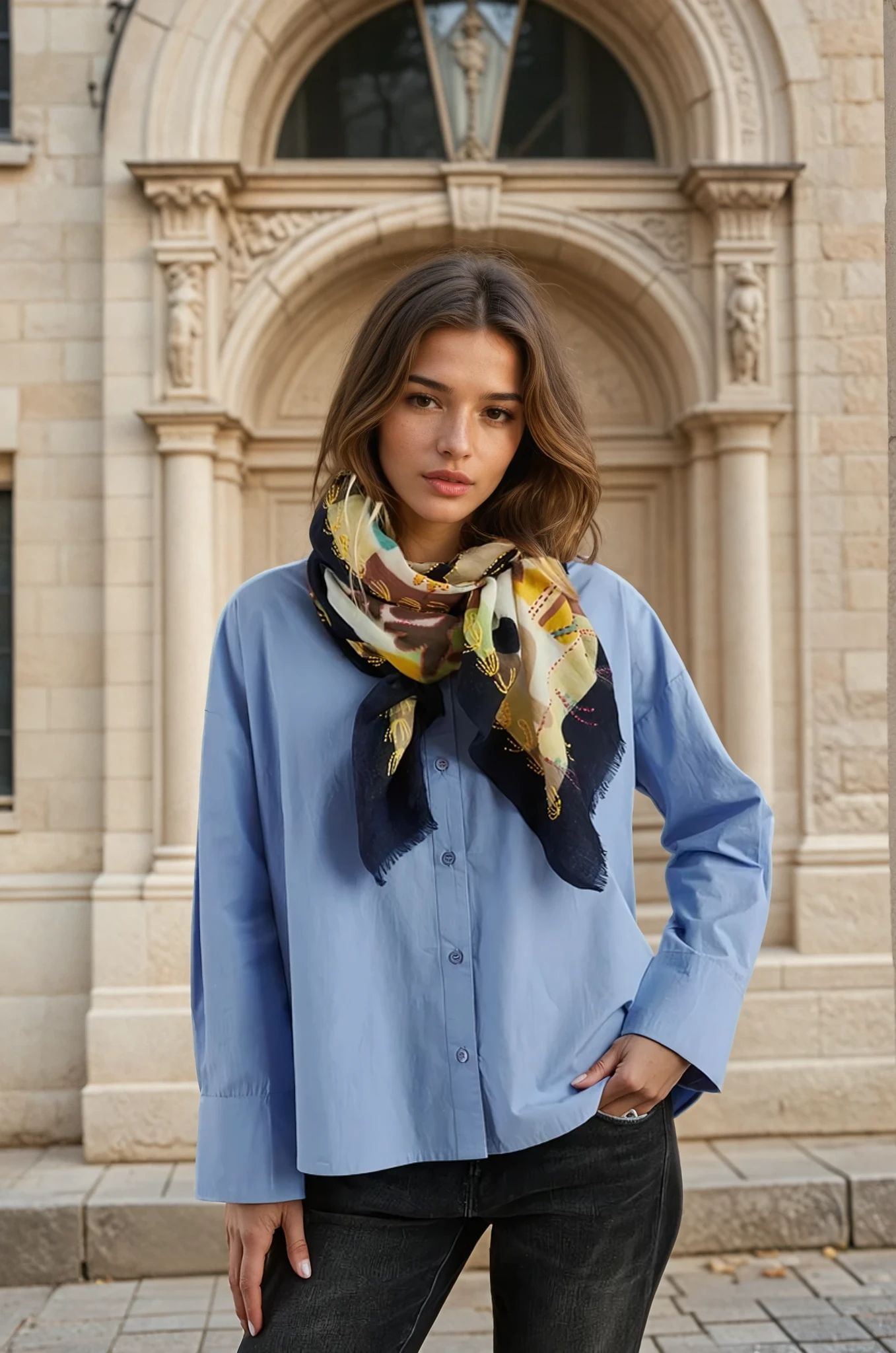 Etole Andrea en laine - Marine-ECHARPES FEMME-Curling-Paris