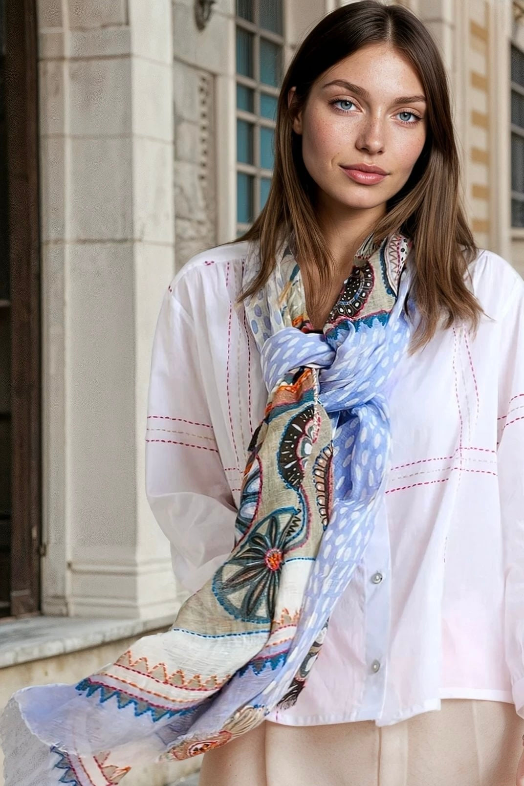 Etole Athena en lin - Bleuet-ECHARPES FEMME-Curling-Paris