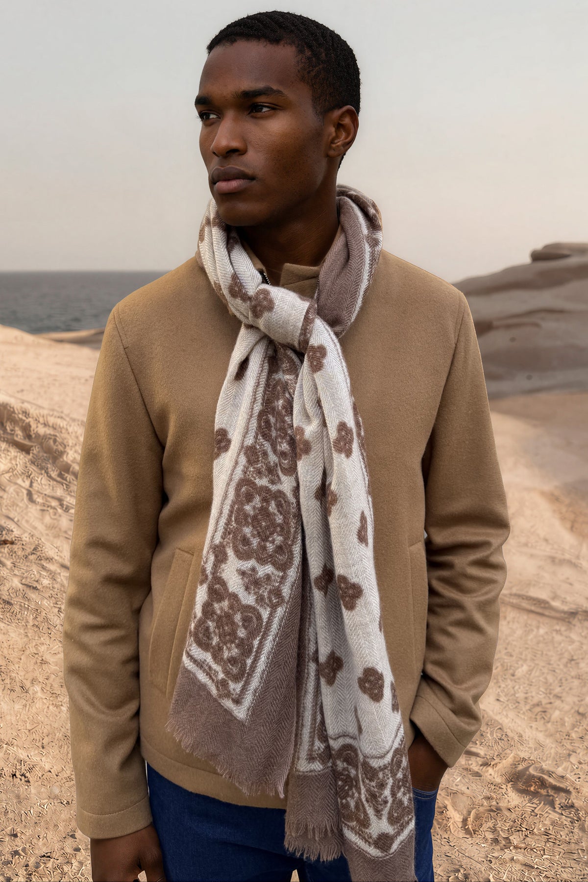 Étole Gaspard en laine & cachemire – Miel