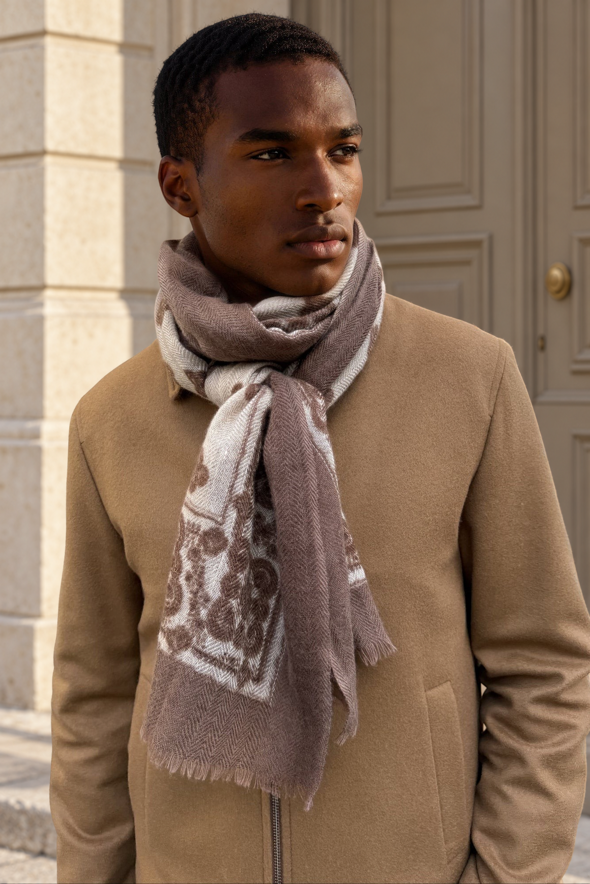 Étole Gaspard en laine & cachemire – Miel-ECHARPES HOMME-Curling-Paris
