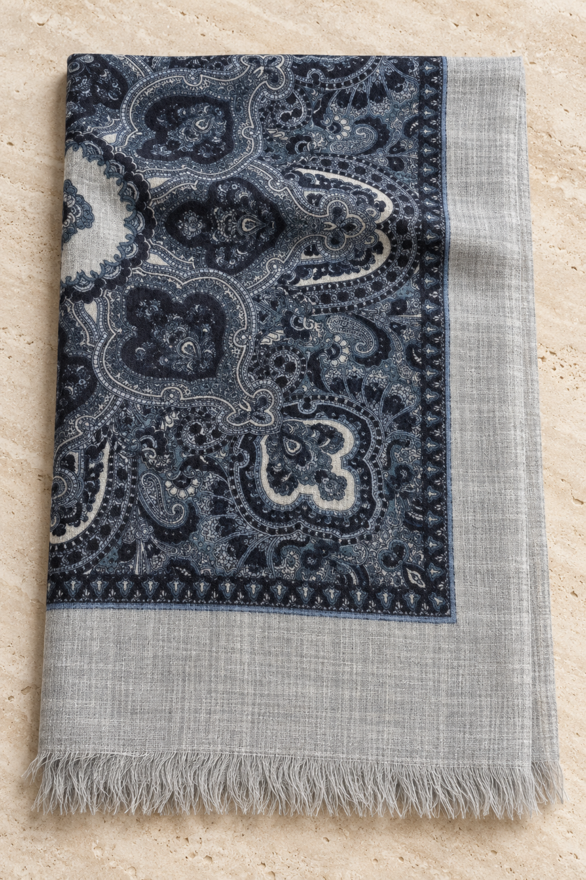 Étole Louis en laine à motifs cachemire – Jeans et gris-ETOLE-Curling-Paris