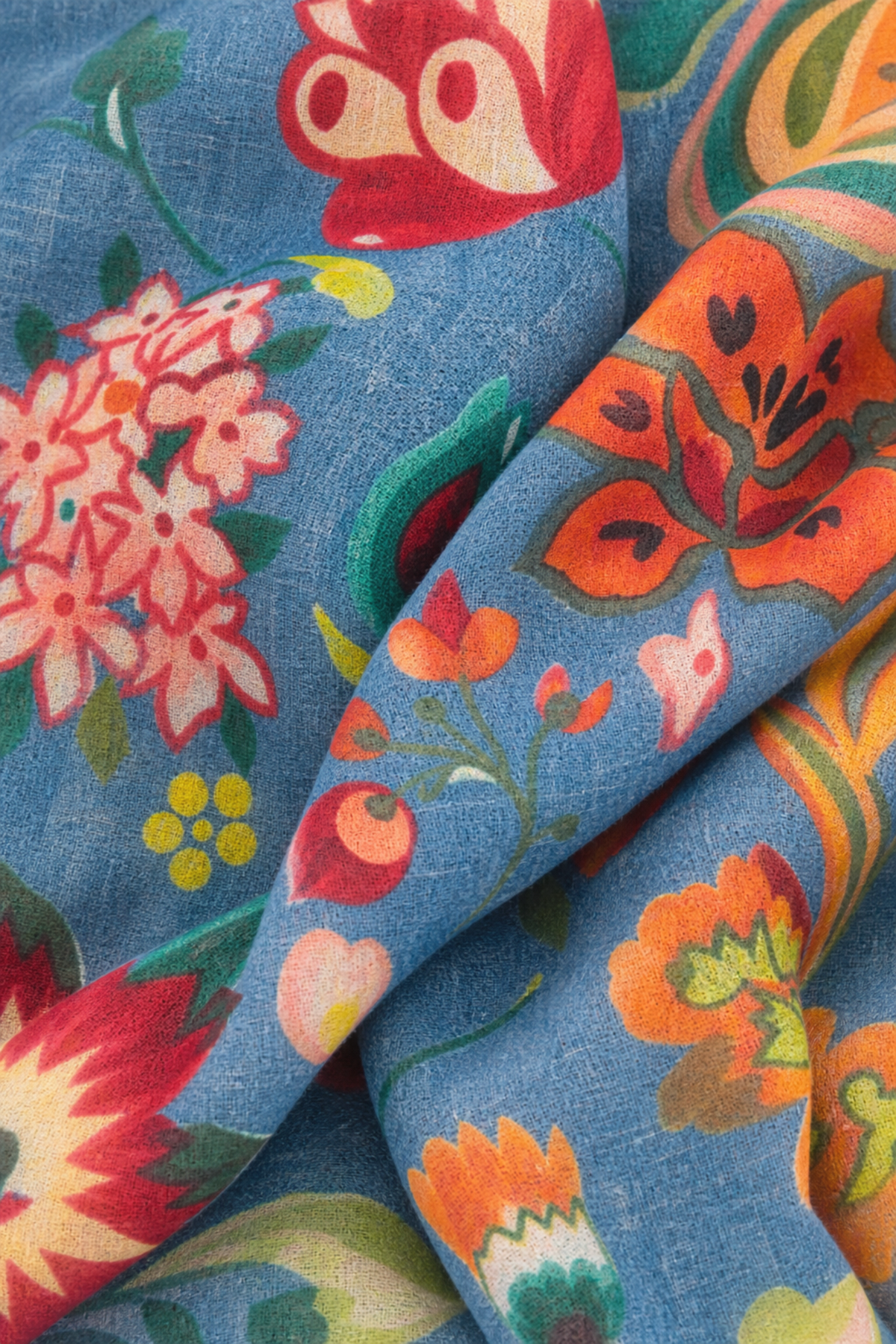 Étole Louise en laine et soie – Bleu-ECHARPES FEMME-Curling-Paris