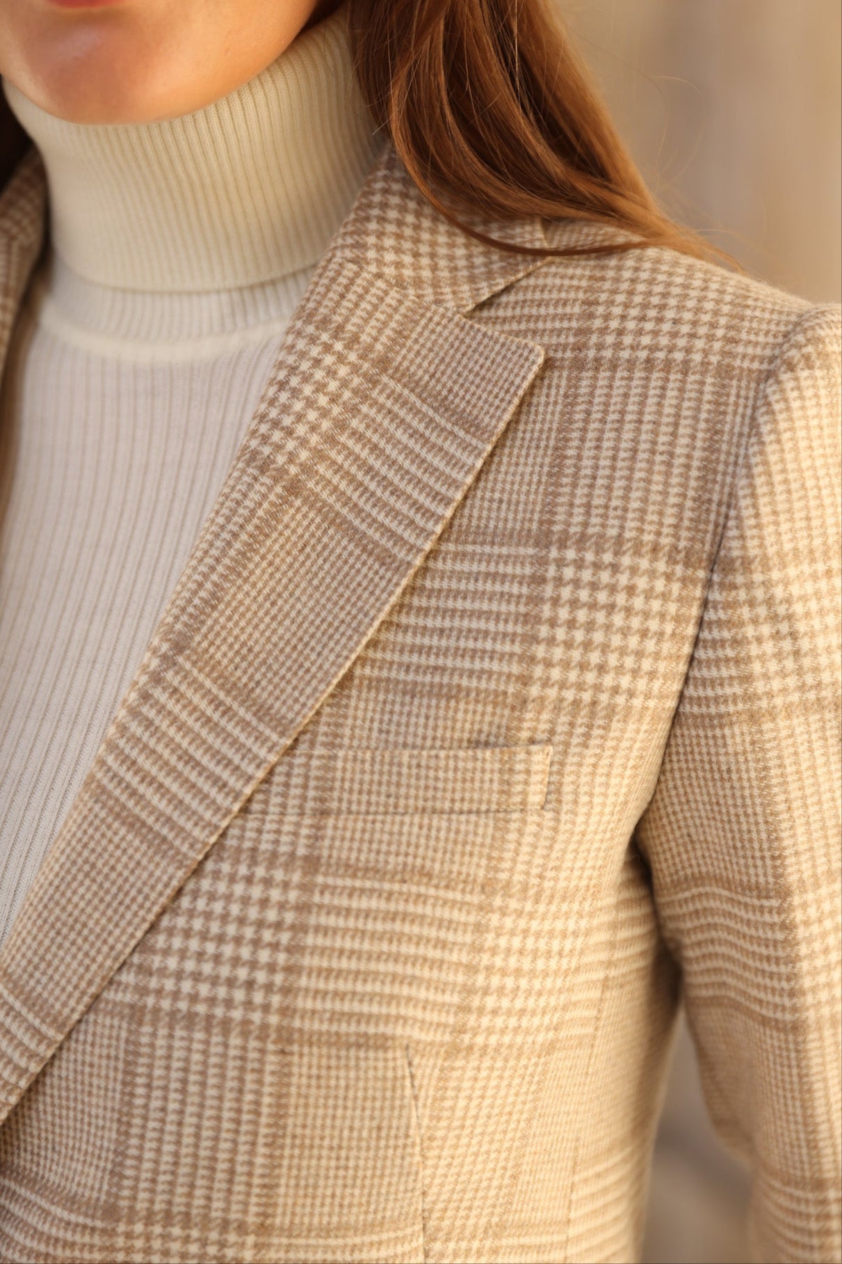 Veste Isabel en laine vierge - Prince de Galles Camel