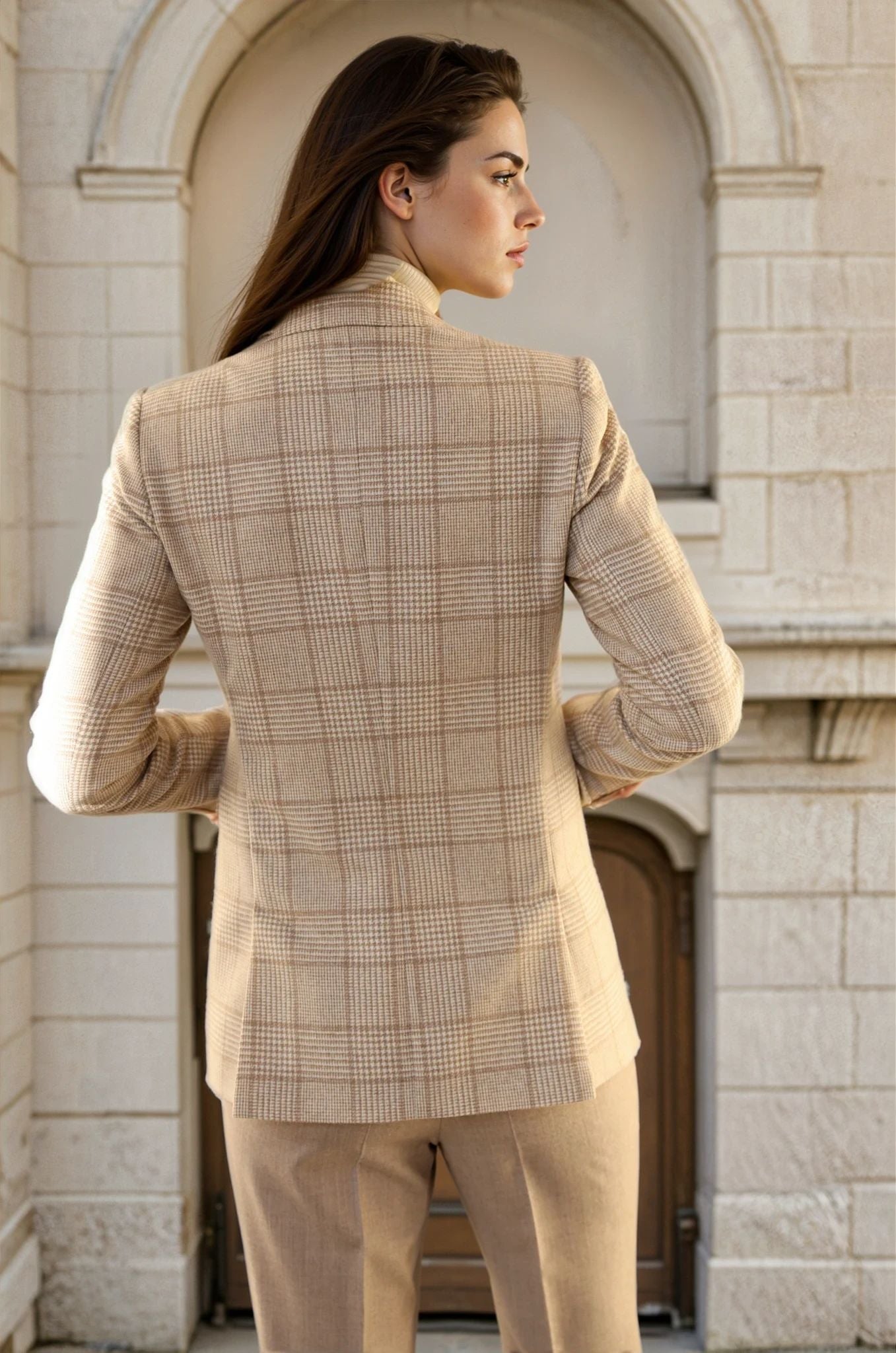 Veste Isabel en laine vierge - Prince de Galles Camel