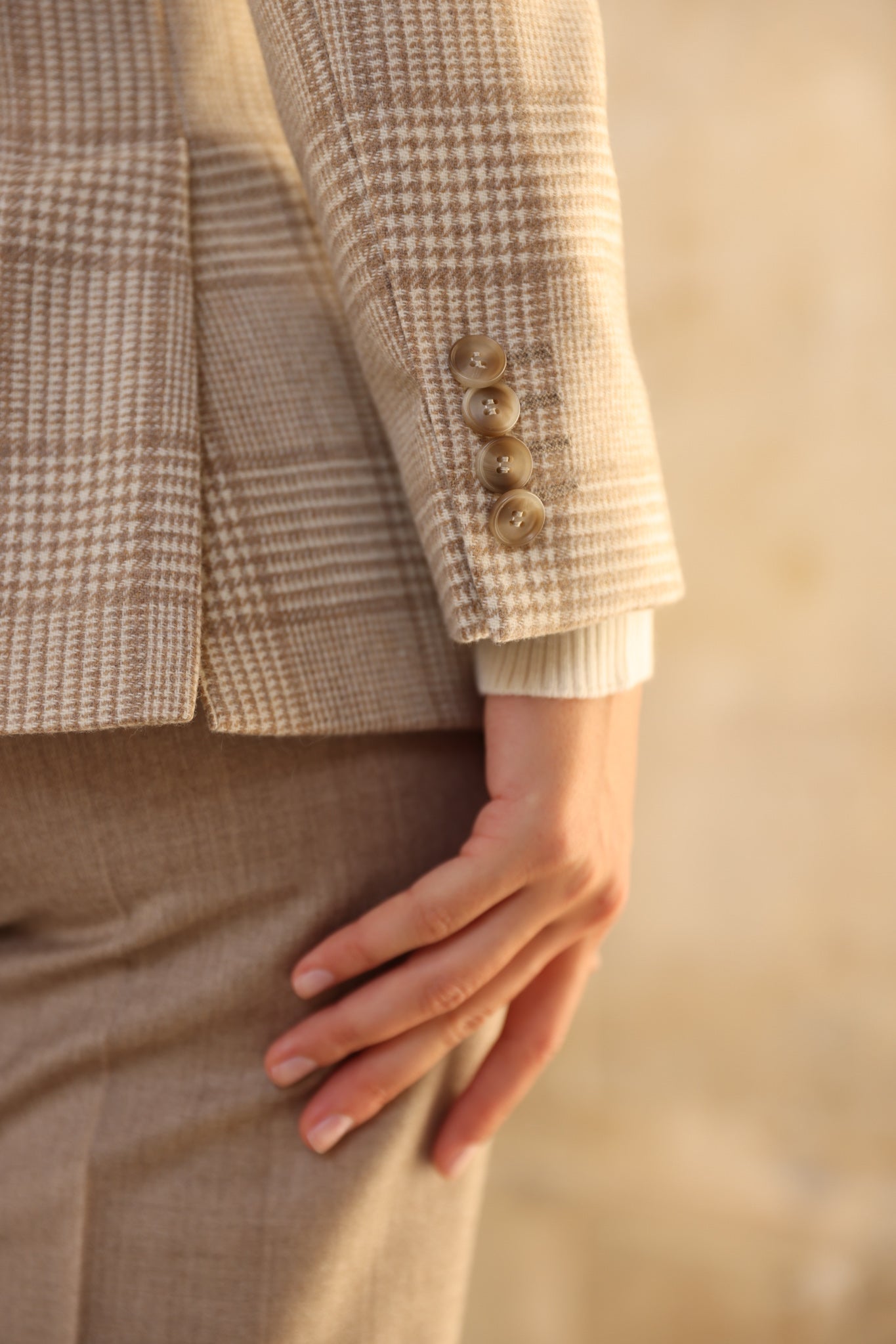 Veste Isabel en laine vierge - Prince de Galles Camel