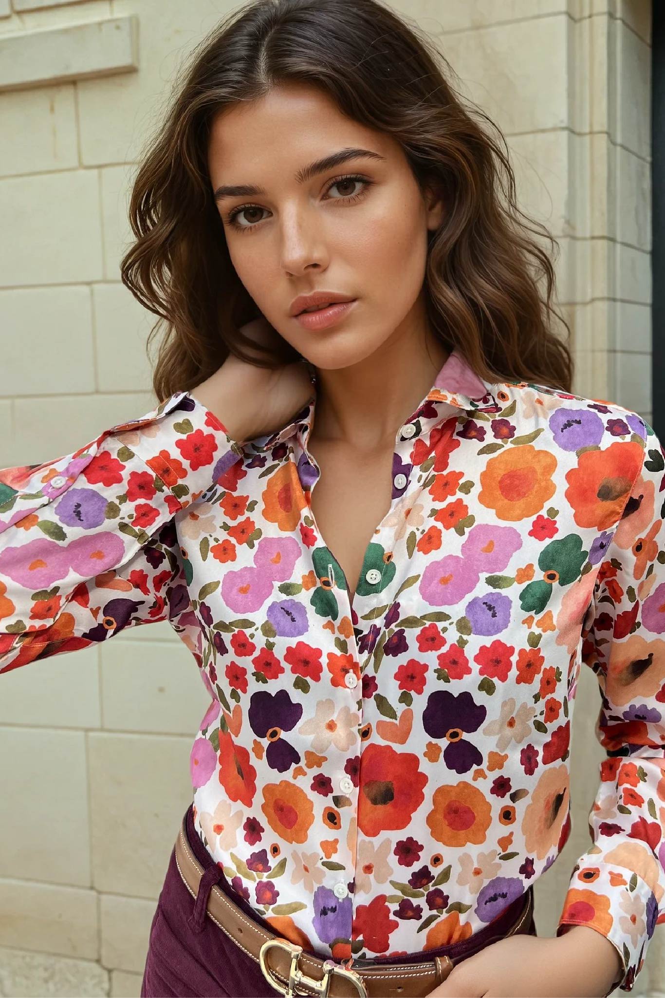 Chemisier Clémence imprimé soyeux – Fleurs Multi