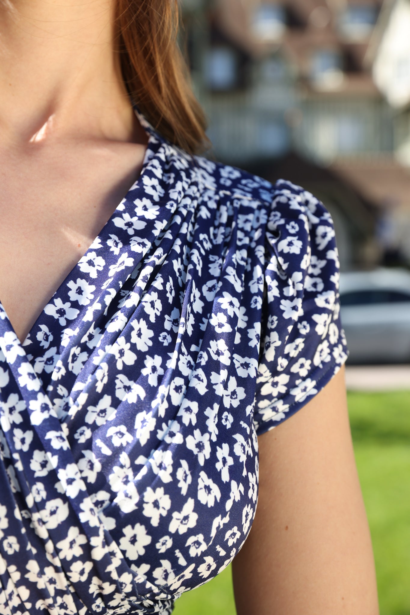 Robe Vogue infroissable - Fleurs Marine