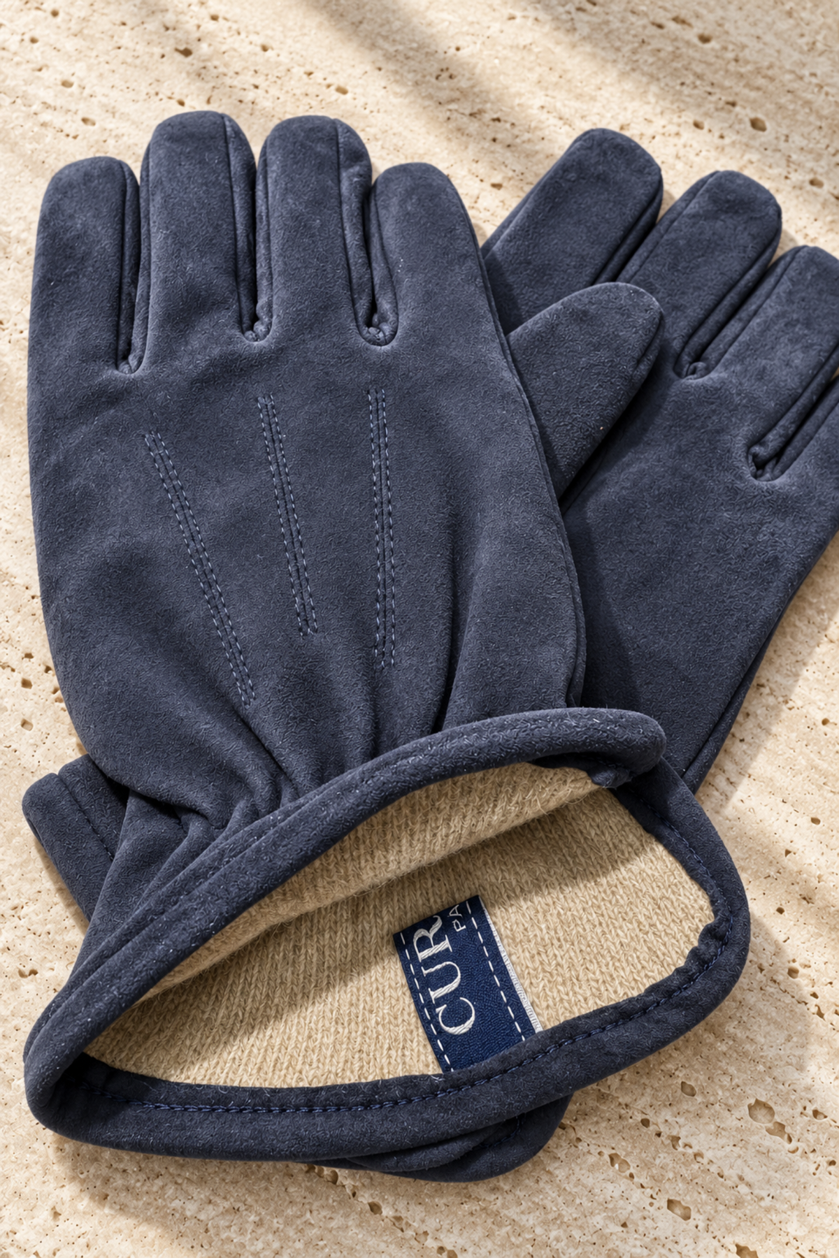 Gants Evan en agneau suède et cachemire – Marine-GANTS HOMME-Curling-Paris