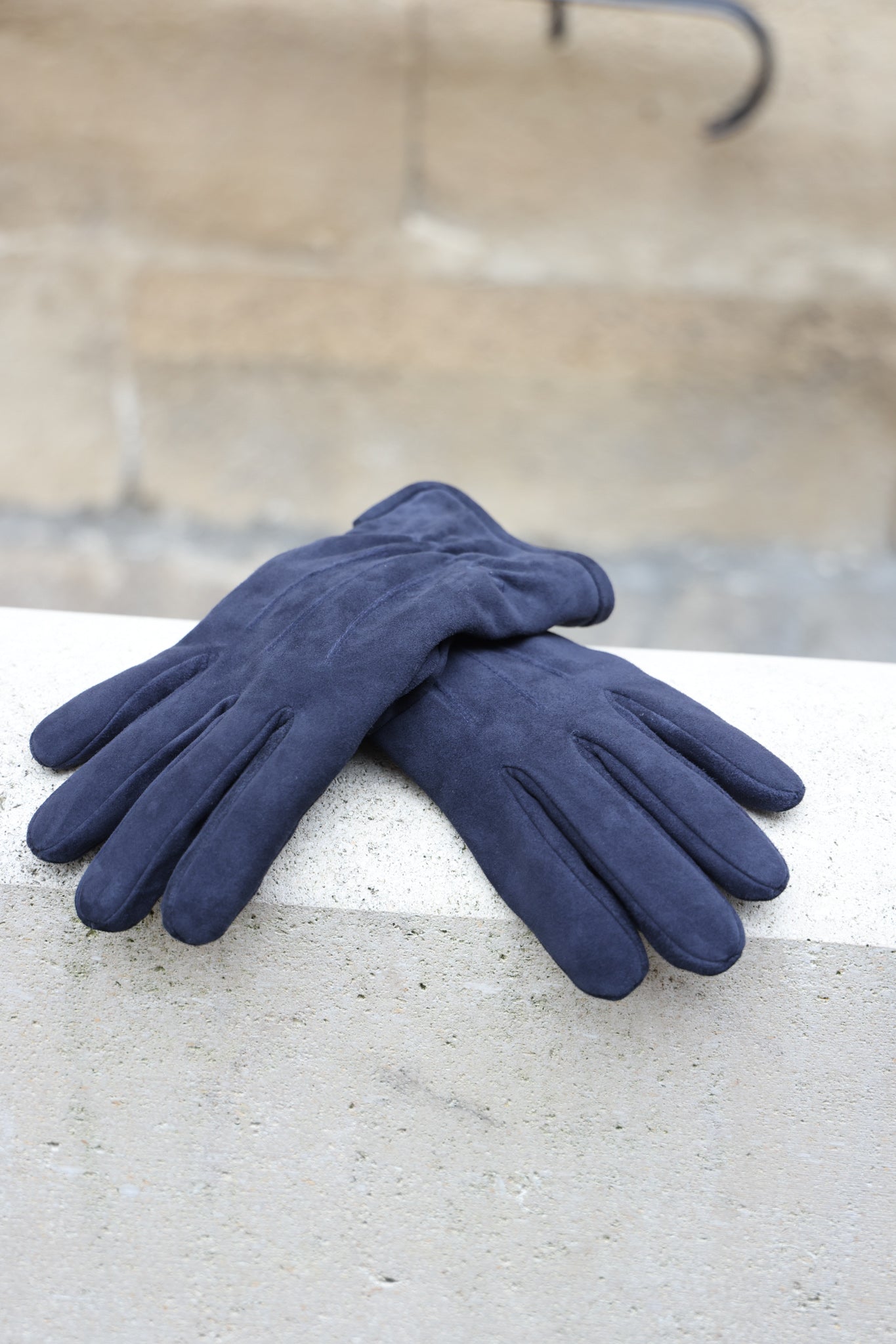 Gants Evan en cuir d'agneau suède et intérieur cachemire - Marine-GANTS HOMME-Curling-Paris