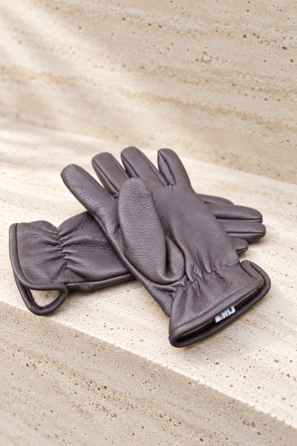 Gants Luc en cuir de cerf et intérieur cachemire – Marron-GANTS HOMME-Curling-Paris
