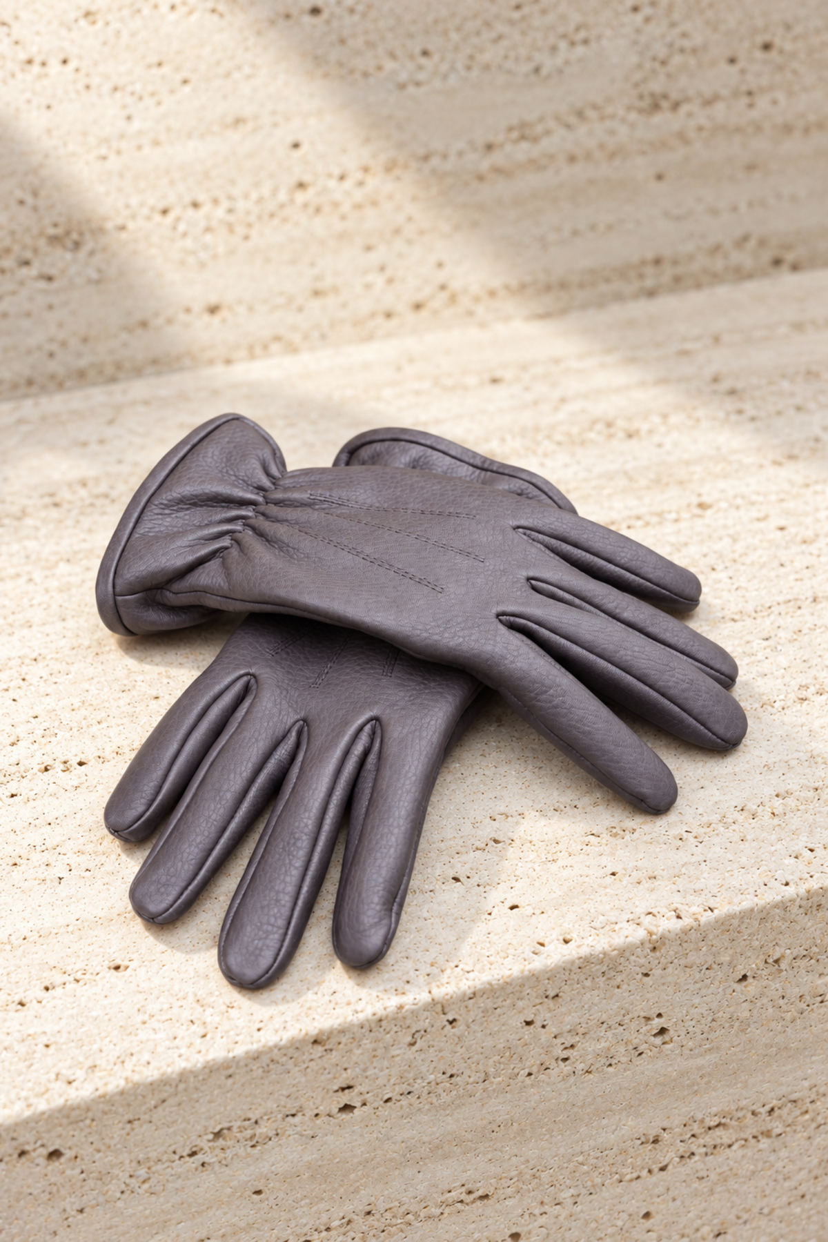 Gants Luc en cuir de cerf et intérieur cachemire – Marron-GANTS HOMME-Curling-Paris