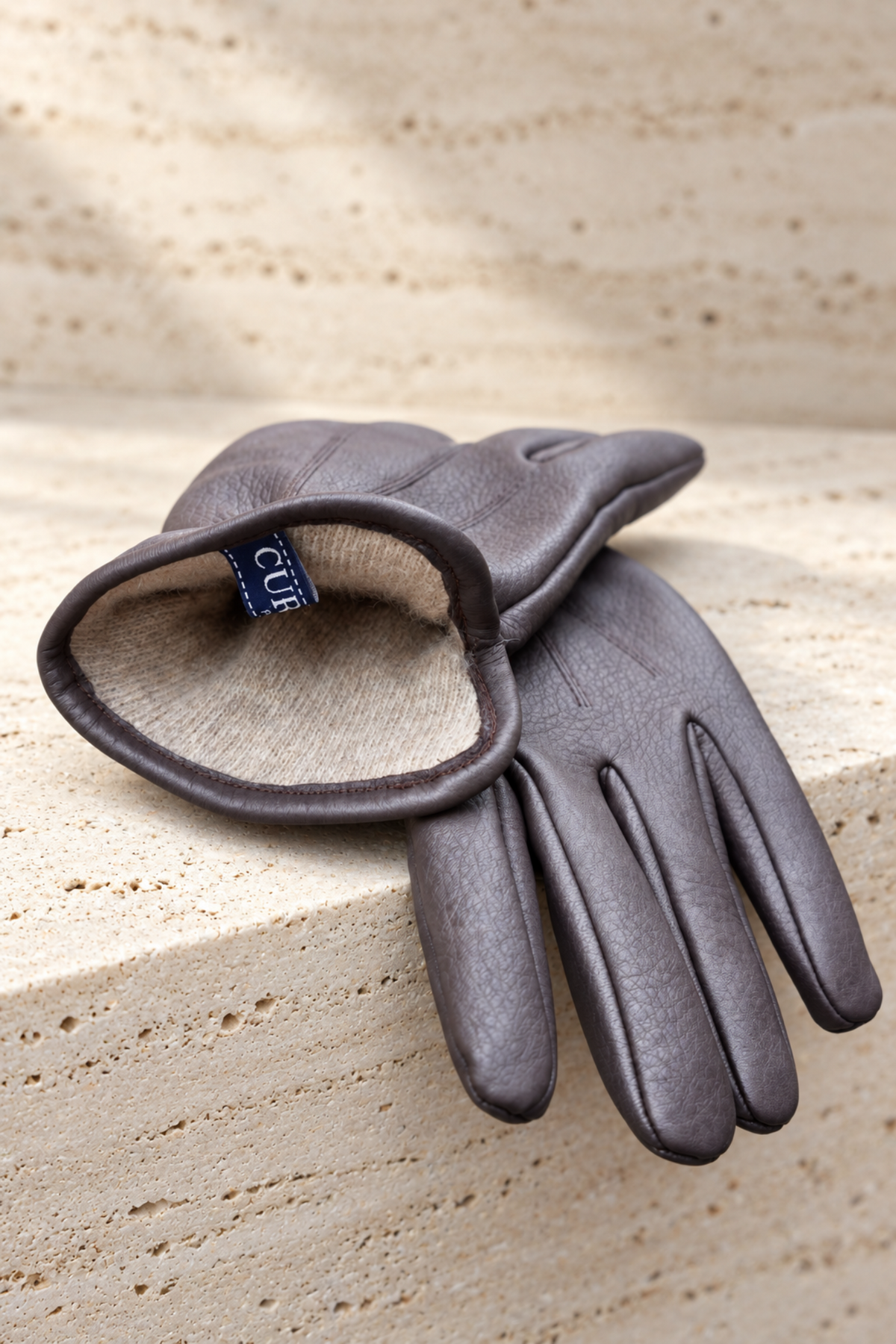 Gants Luc en cuir de cerf et intérieur cachemire – Marron-GANTS HOMME-Curling-Paris