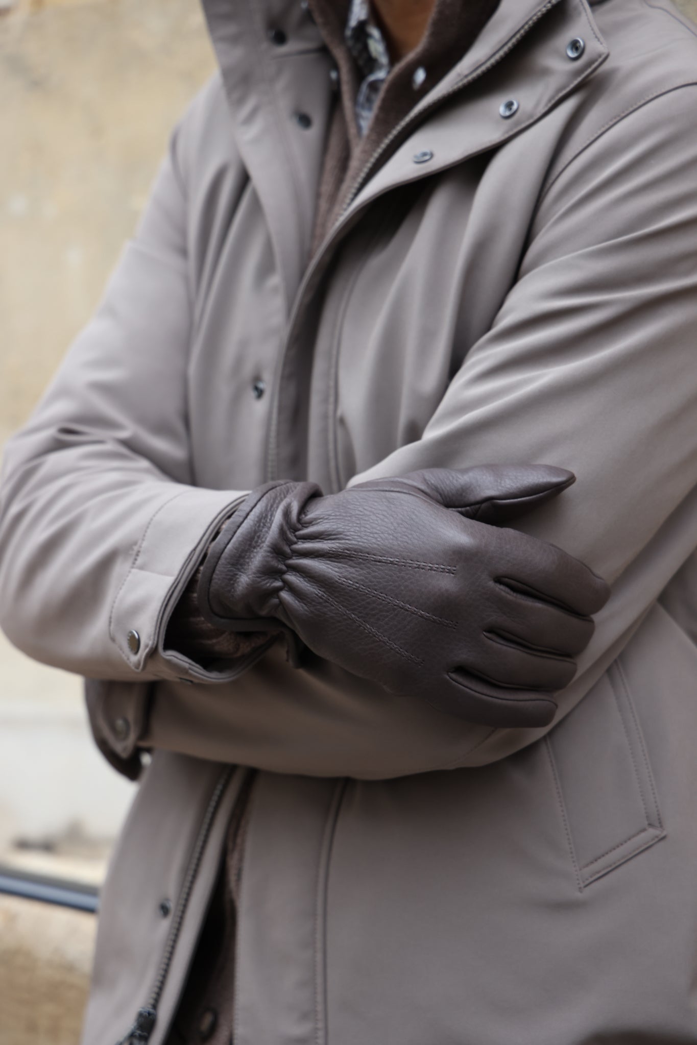 Gants Luc en cuir de cerf et intérieur cachemire - Marron glacé-GANTS HOMME-Curling-Paris