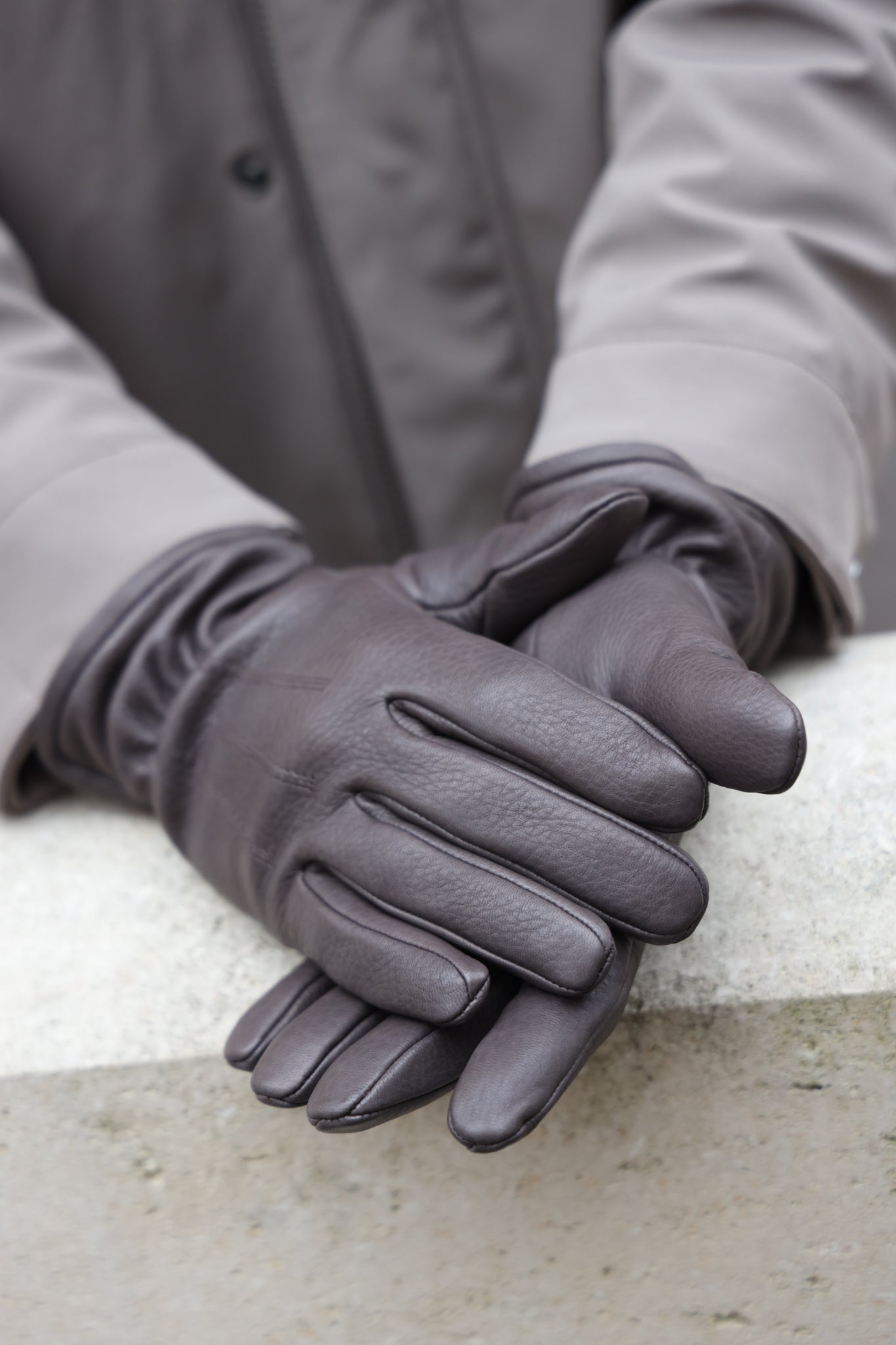 Gants Luc en cuir de cerf et intérieur cachemire - Marron glacé-GANTS HOMME-Curling-Paris