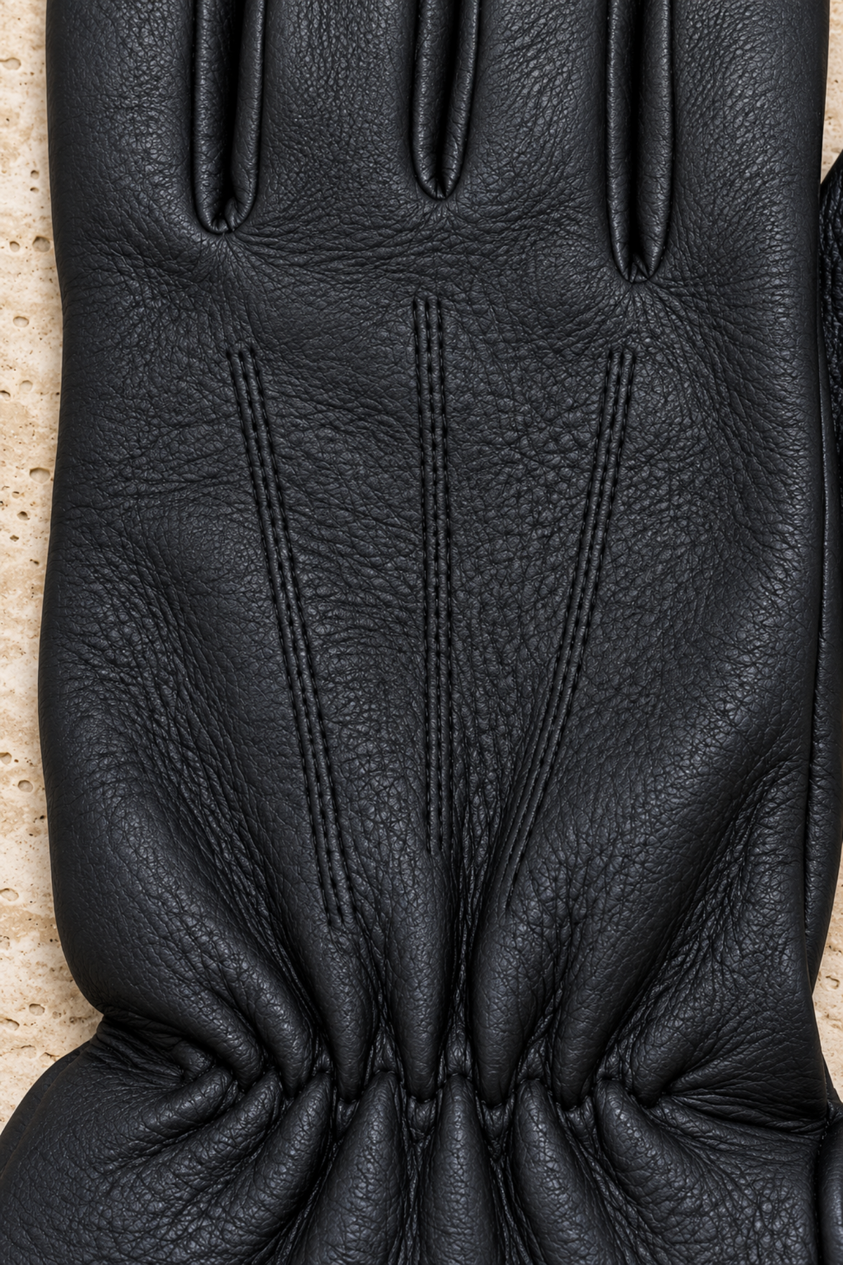 Gants Luc en cuir de cerf et intérieur cachemire – Noir-GANTS HOMME-Curling-Paris