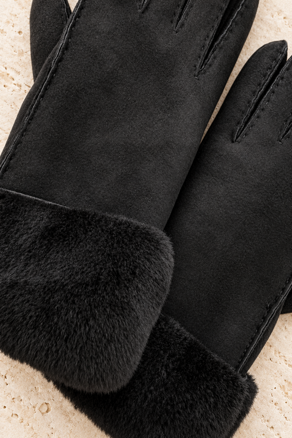 Gants Luce en cuir d’agneau retourné – Noir-GANTS FEMME-Curling-Paris
