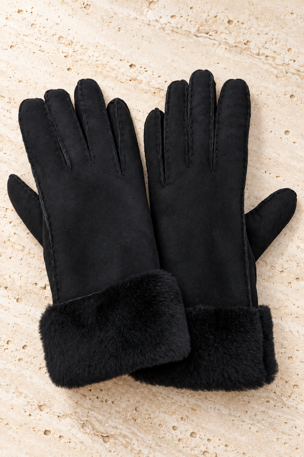 Gants Luce en cuir d’agneau retourné – Noir-GANTS FEMME-Curling-Paris