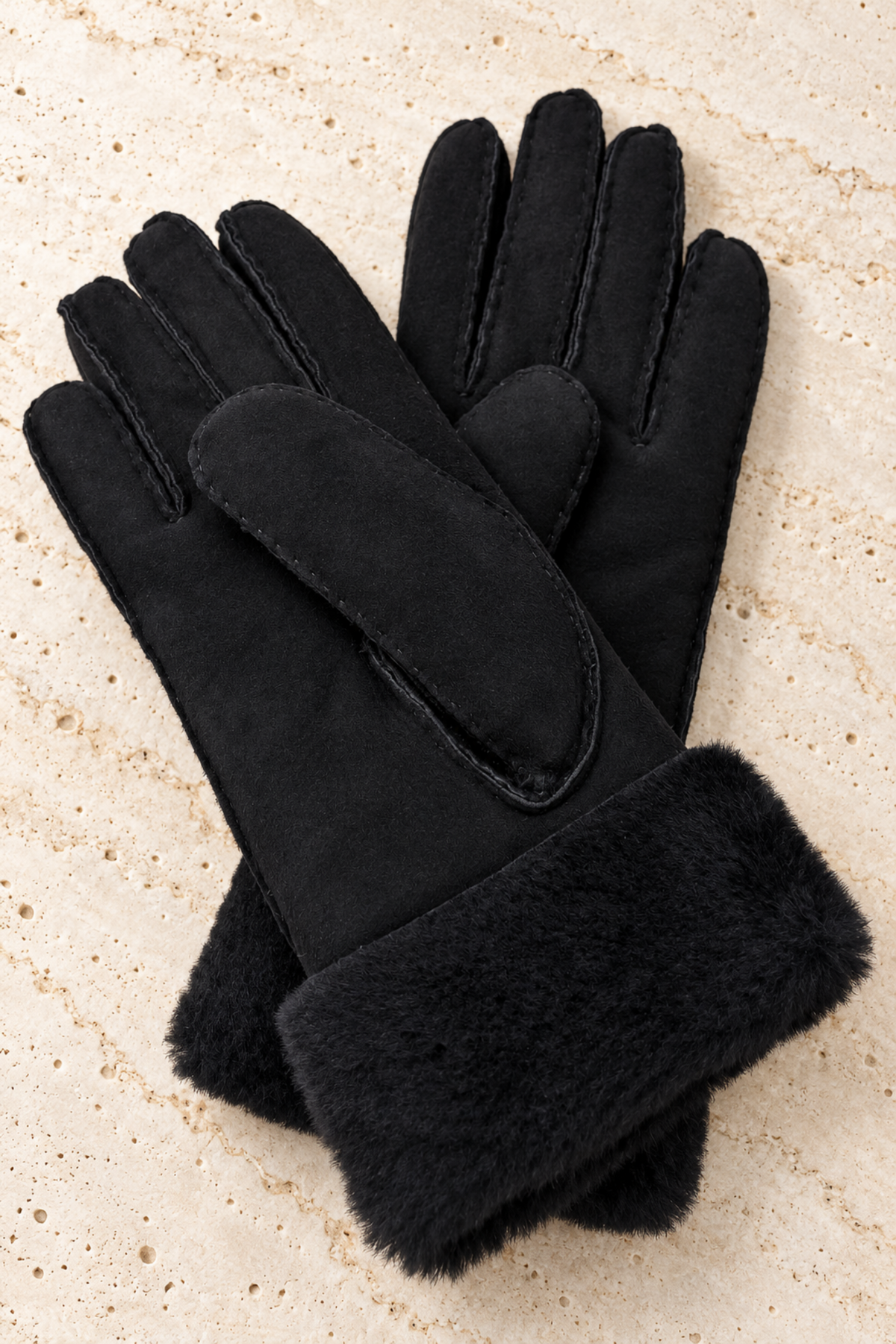 Gants Luce en cuir d’agneau retourné – Noir-GANTS FEMME-Curling-Paris