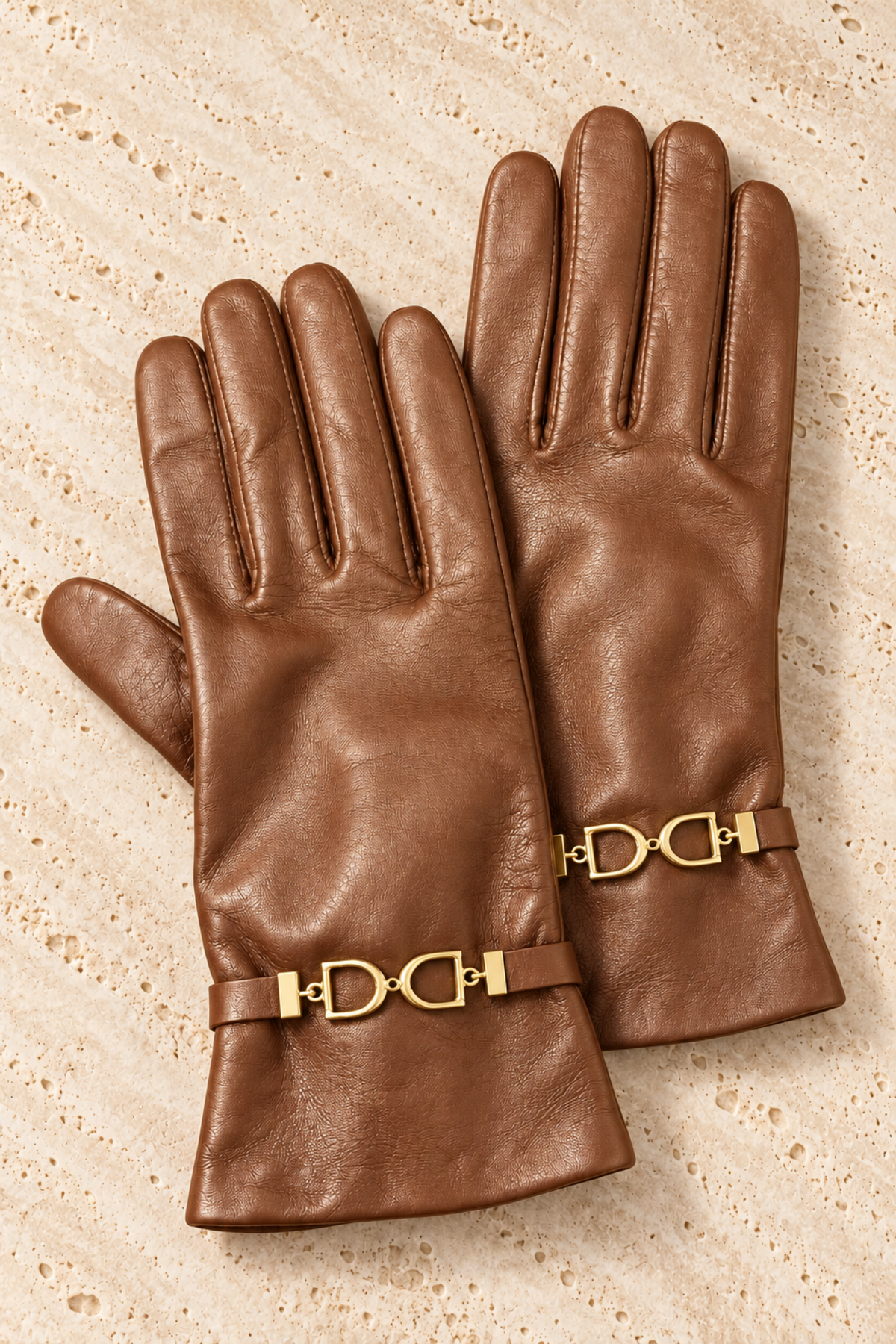 Gants Marcelle en cuir d'agneau et intérieur soie - Cognac-GANTS FEMME-Curling-Paris